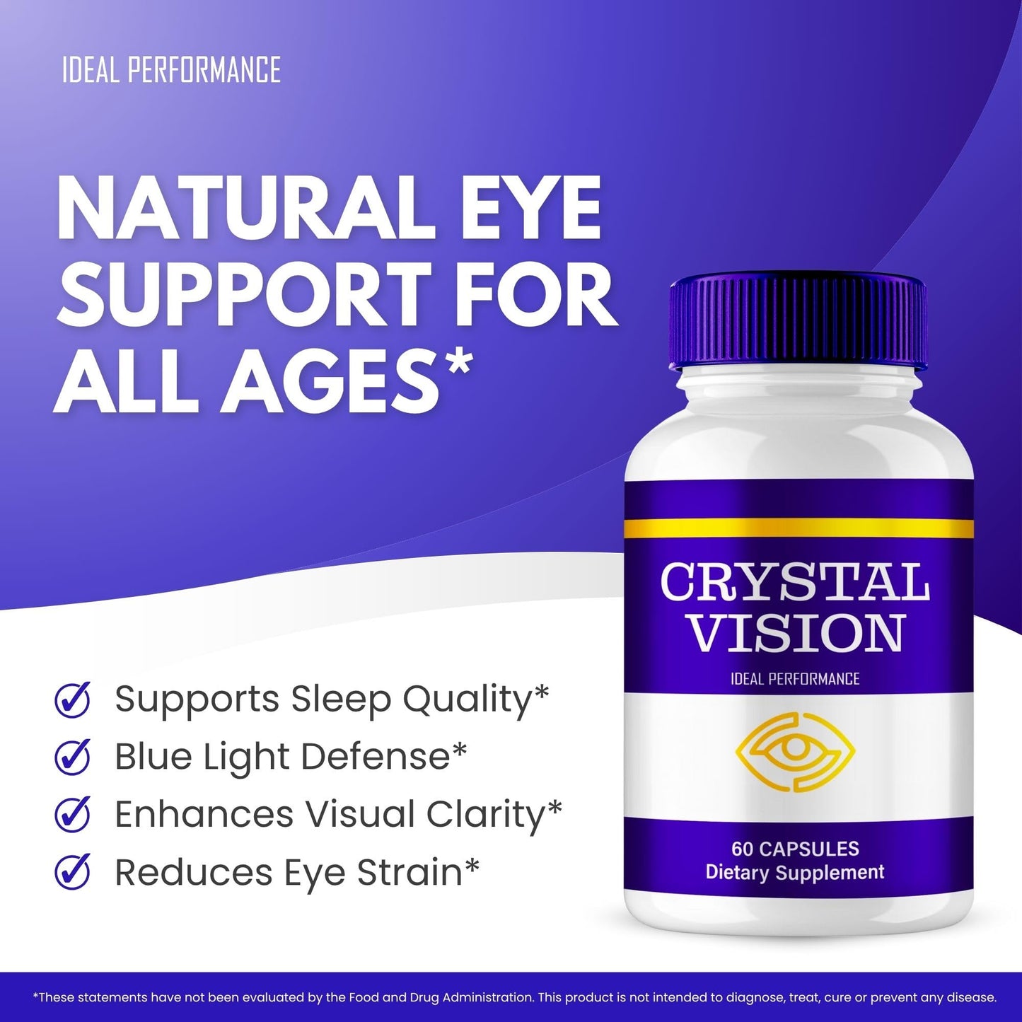 IDEAL PERFORMANCE Crystal Vision Eye Health Supplements Capsules 180 Capsules