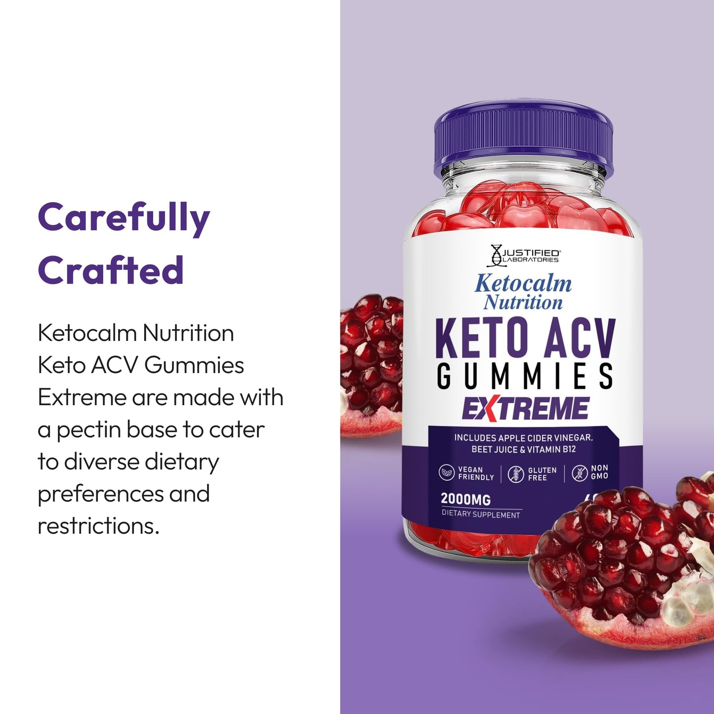 Justified Laboratories Ketocalm Keto ACV Gummies Extreme (2000 mg) 120 Gummies