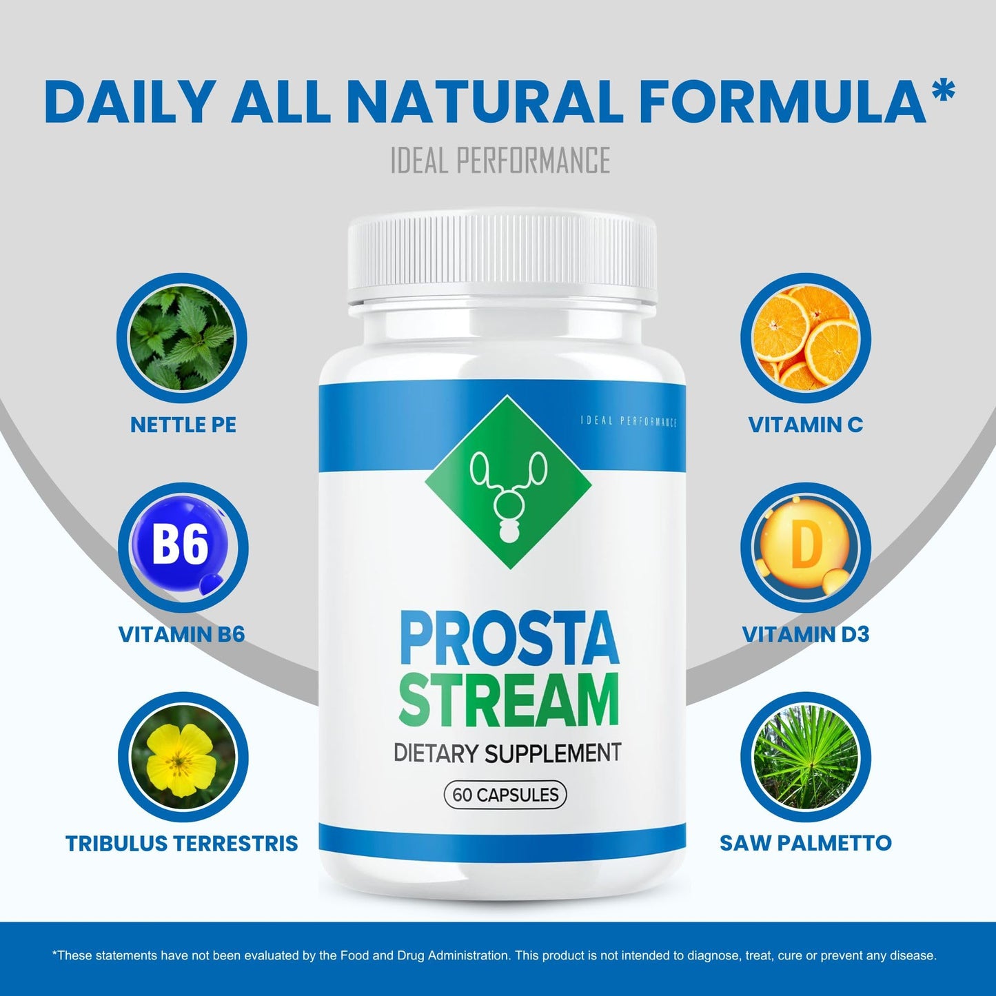 IDEAL PERFORMANCE Prosta Stream Prostate Supplement Prostastream Capsules, 60 Count