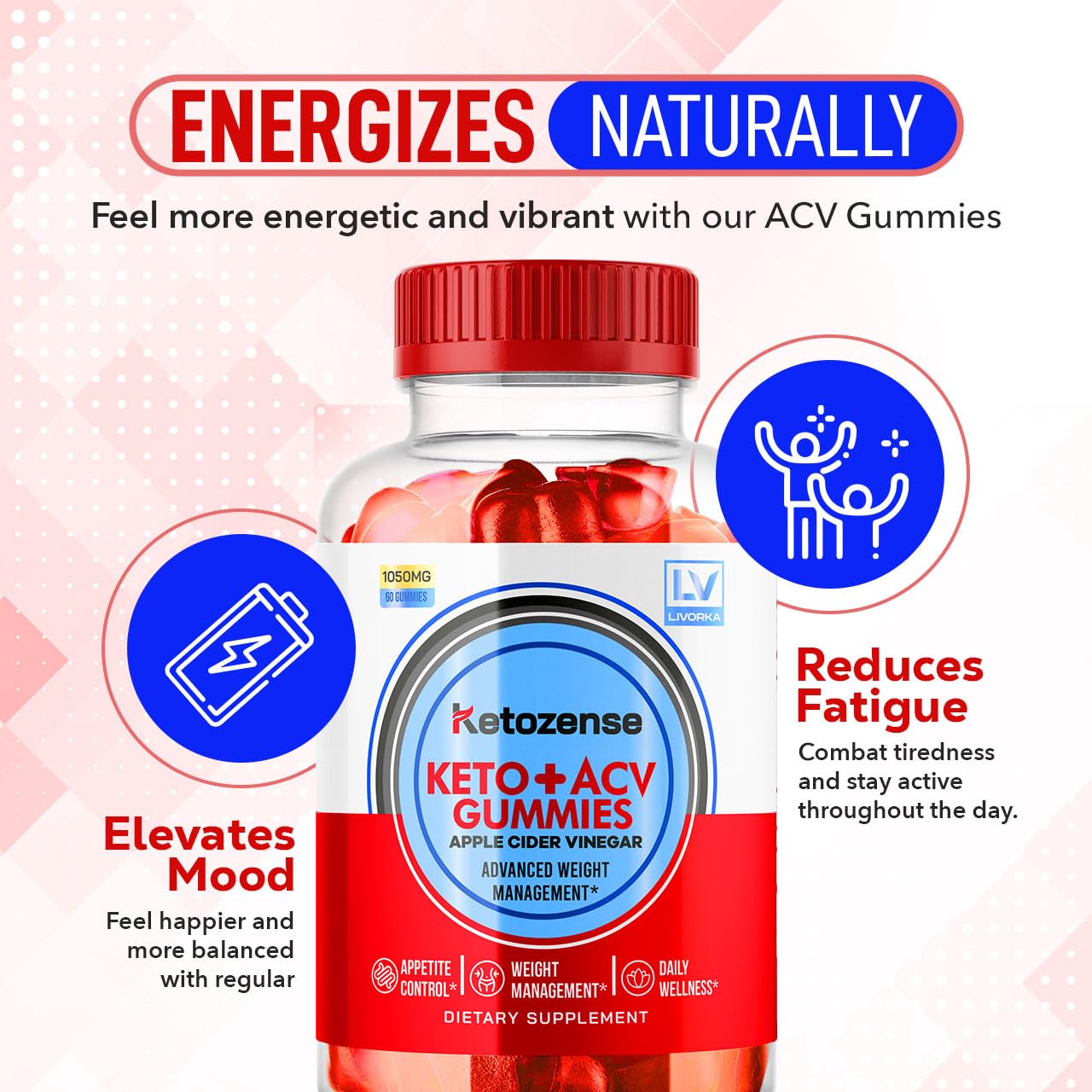 LIVORKA Ketozense ACV Gummies, 120 Gummies, Pack of 2