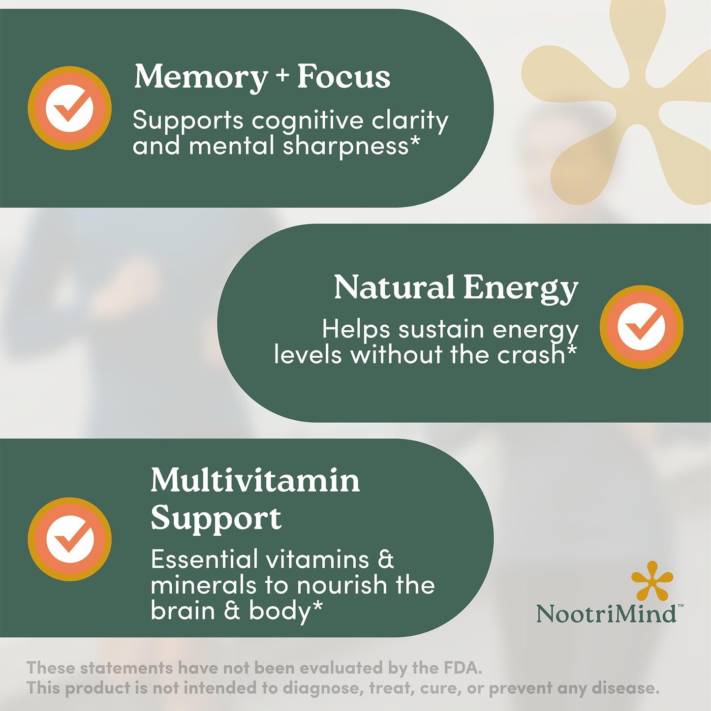 Nootrimind Brain Health & Memory Support Nootropic with Bacopa, DMAE & B12, 40-in-1 Complex Capsules, 60 Count