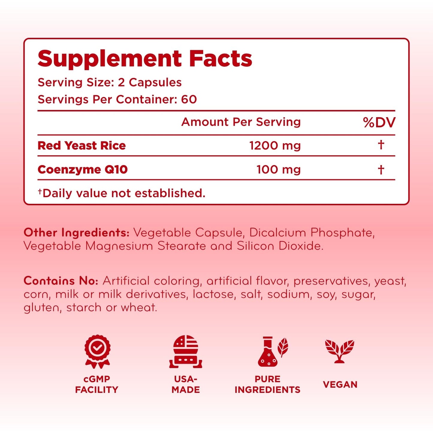 Clear Formulas Red Yeast Rice with CoQ10 Capsules 120 Count