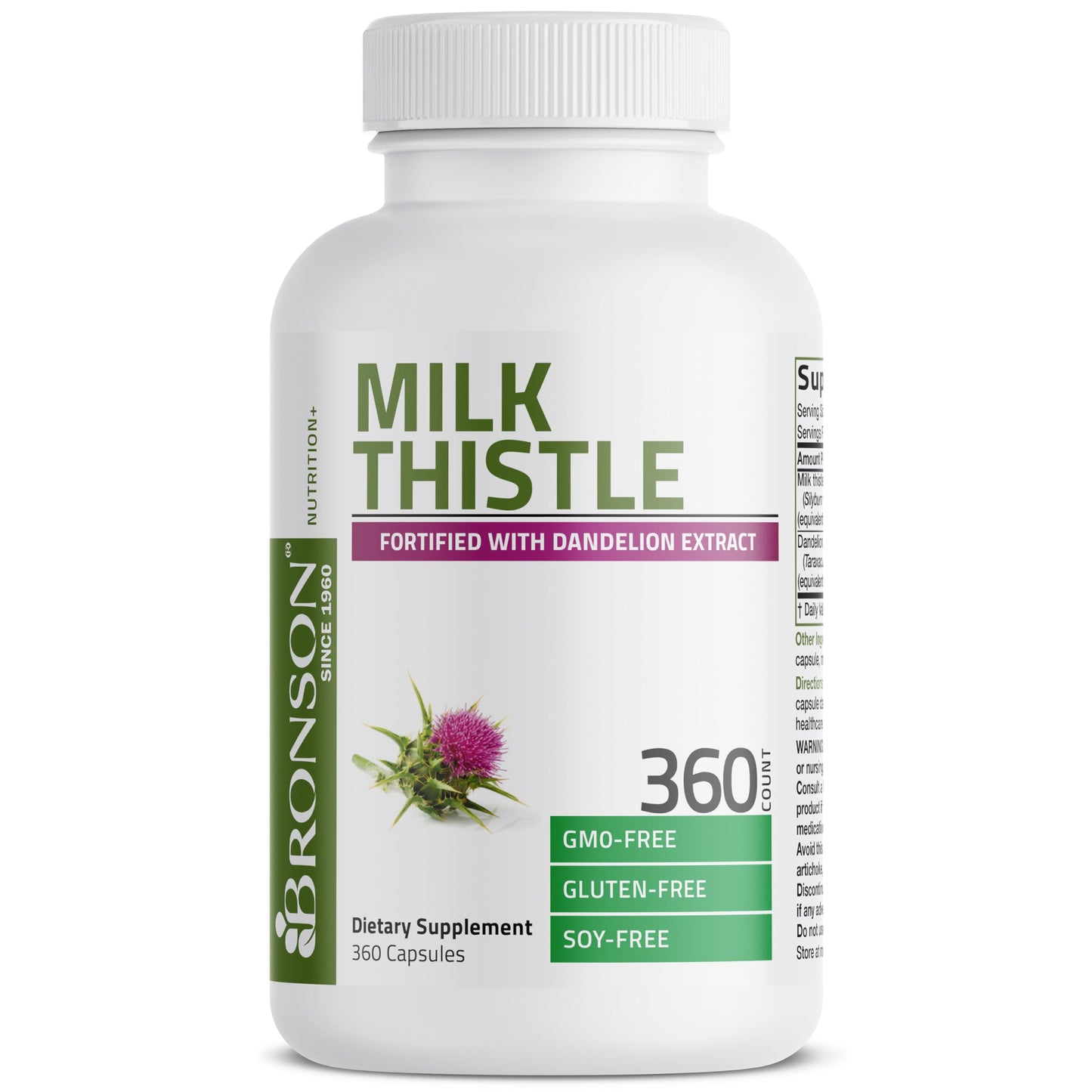 Bronson Milk Thistle Silymarin Marianum & Dandelion Extract Capsules, 360