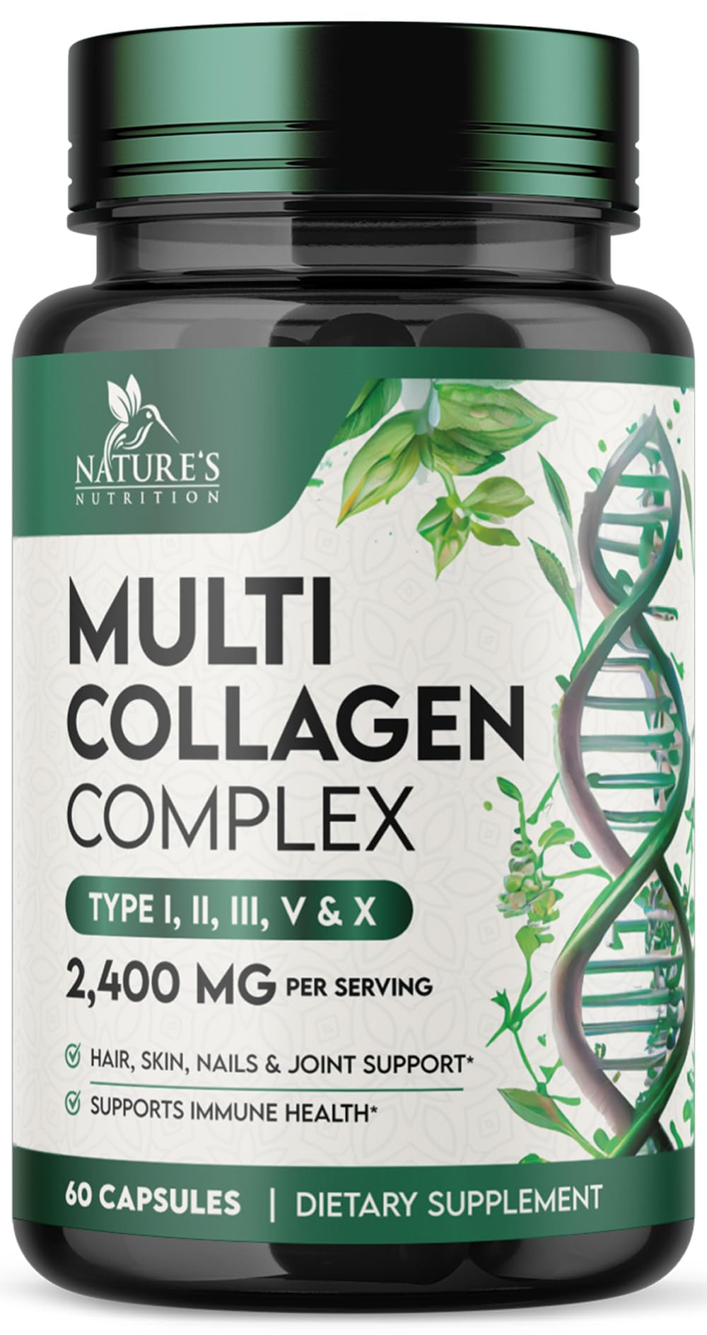 Nature's Nutrition Multi Collagen Hydrolyzed Collagen Peptides, 60 Capsules