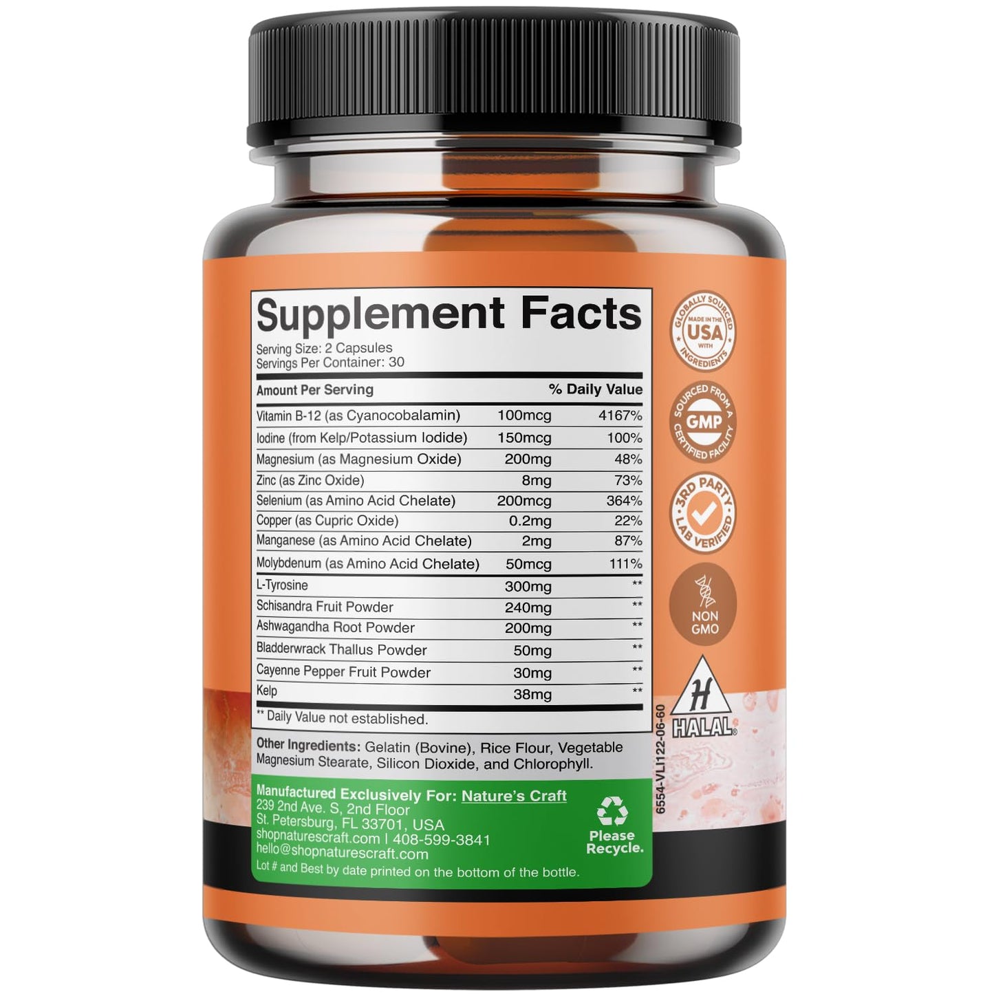 Natures Craft Pure Thyroid Support Supplement for Women Capsule, 60 Count