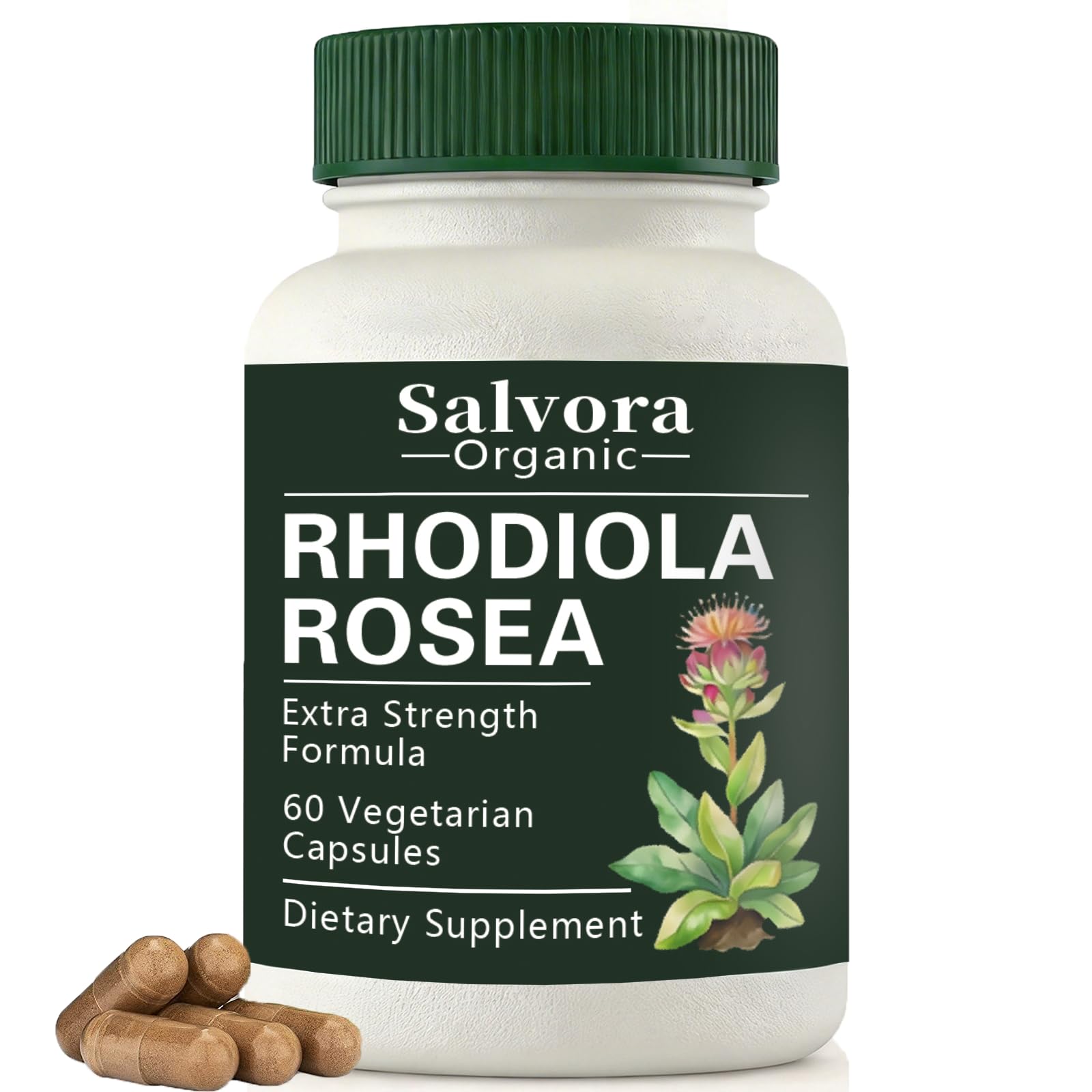 Salvora Organic Rhodiola Rosea Non-GMO Capsules, 60 Count