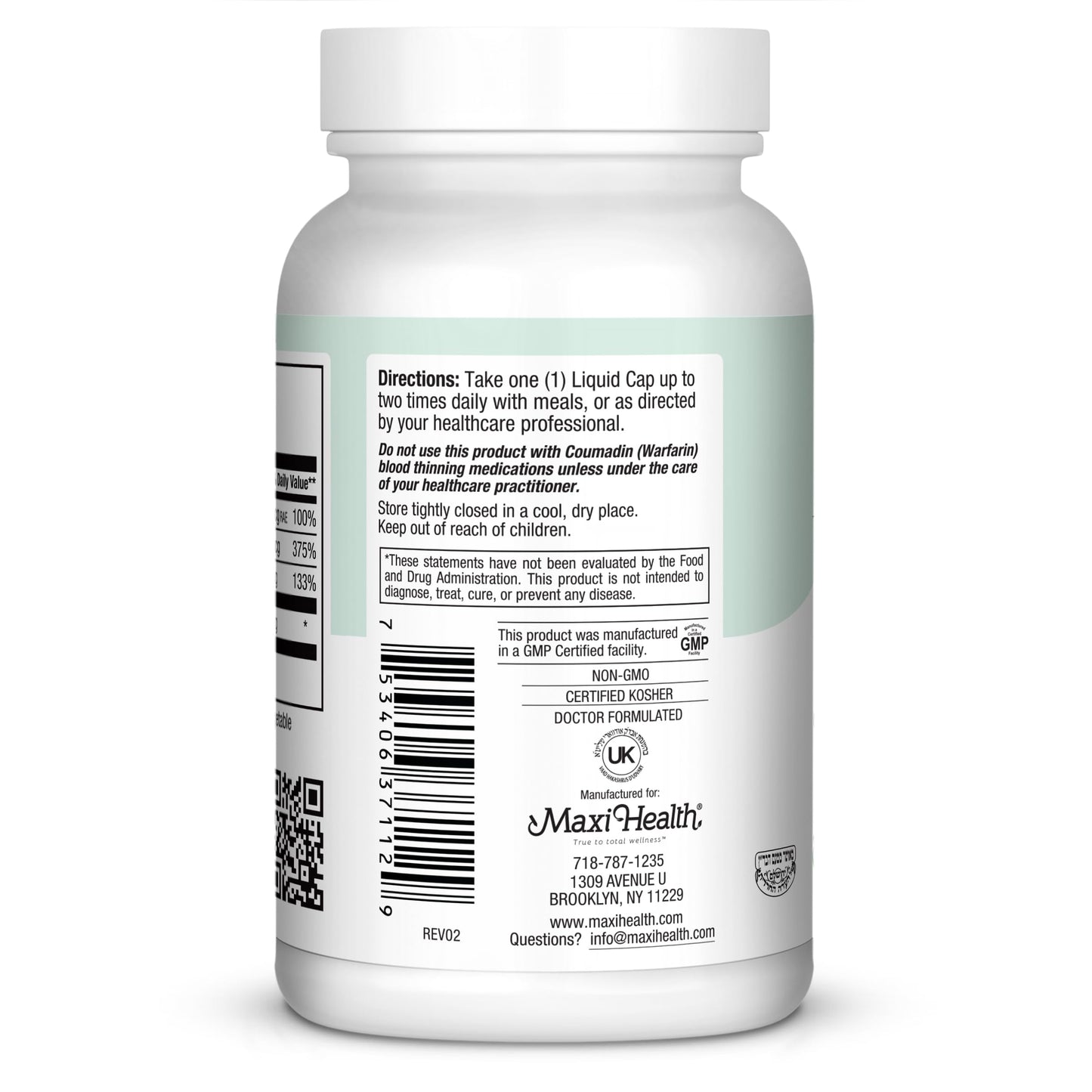 Maxi Health Vitamins K2, A, D3 and E Capsules, 120 Count