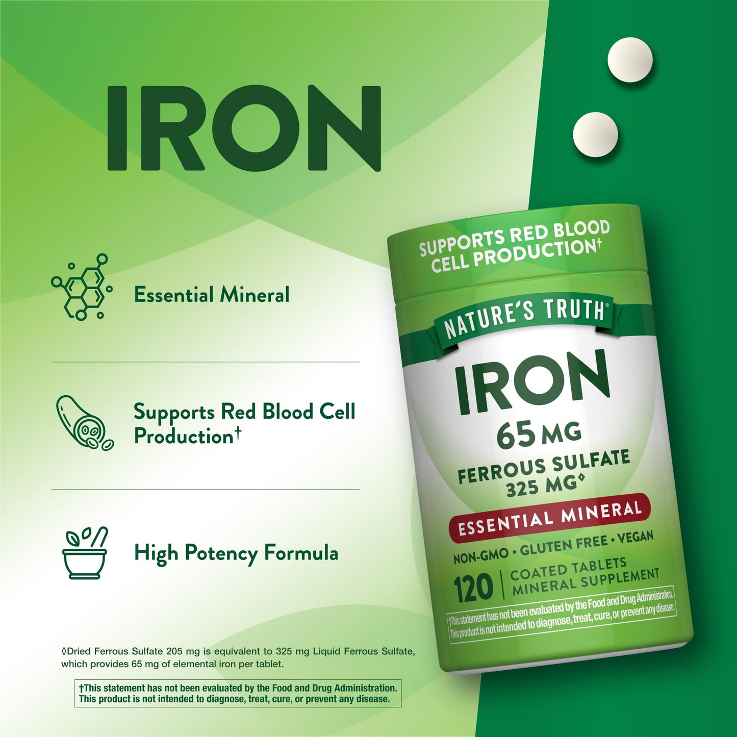 Nature's Truth Iron Supplement 120 Tablets