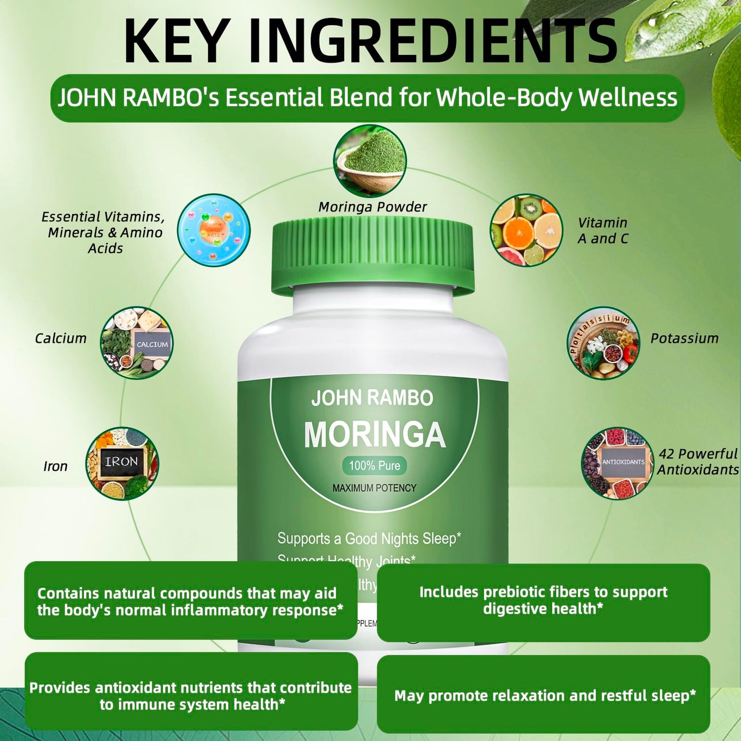 JOHN RAMBO Moringa Powder 1200mg Capsules 120