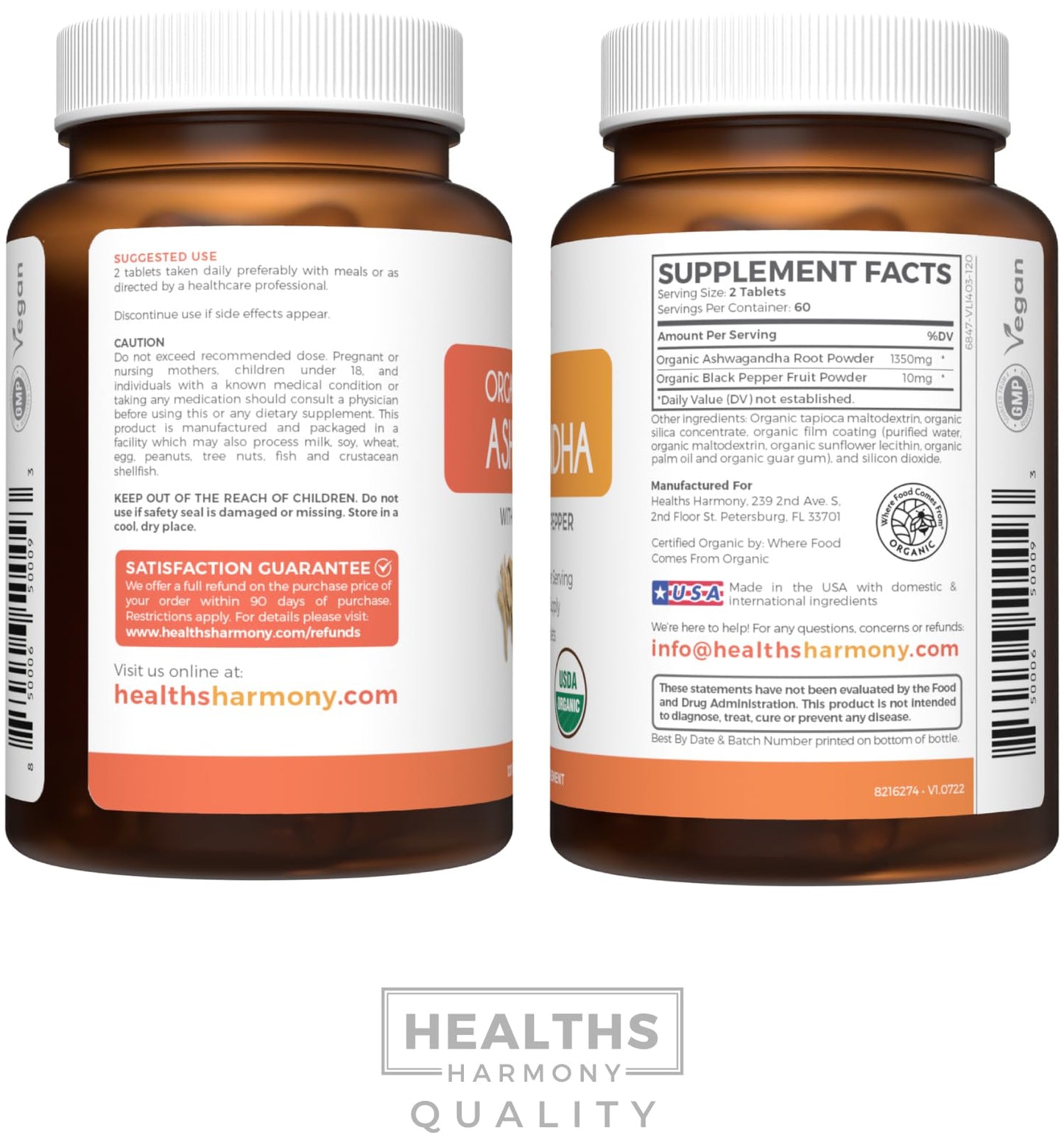 Healths Harmony Ashwagandha Supplement Tablets 120