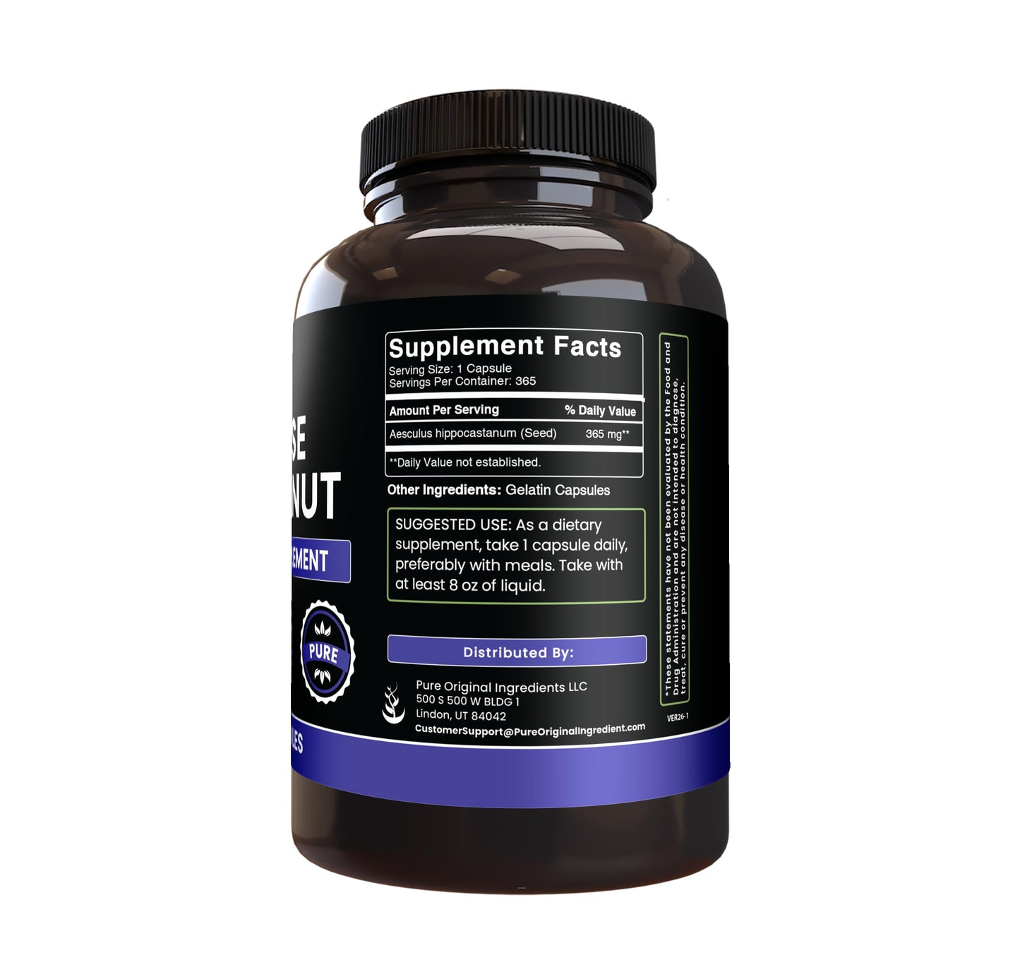 PURE ORIGINAL INGREDIENTS Horse Chestnut Capsule 365