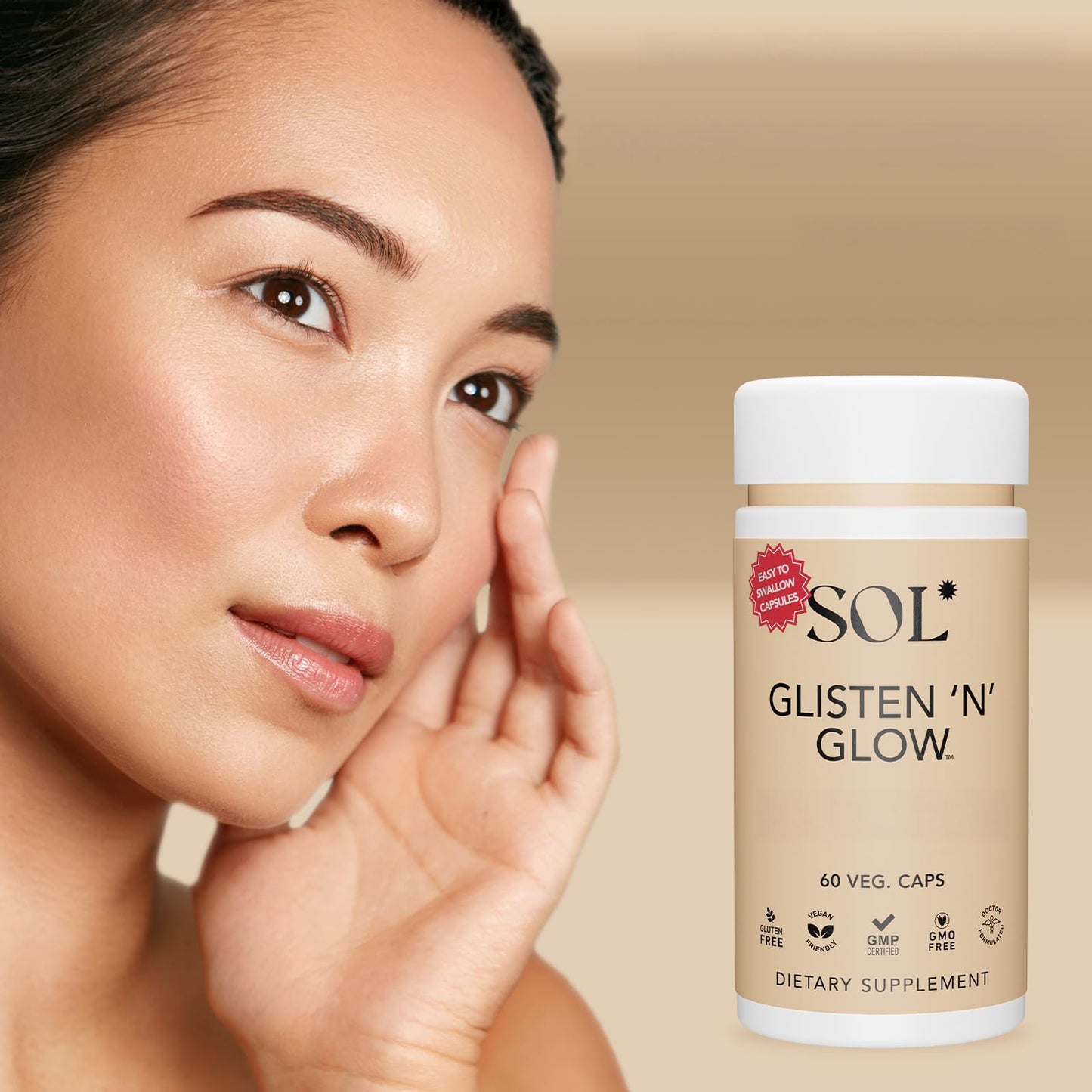 Sol Nutrition Glisten ‘N’ Glow Supplement Capsules 60 Count