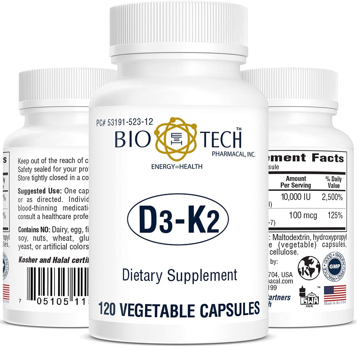 Bio-Tech Pharmacal D3-K2 Capsule 120 Count