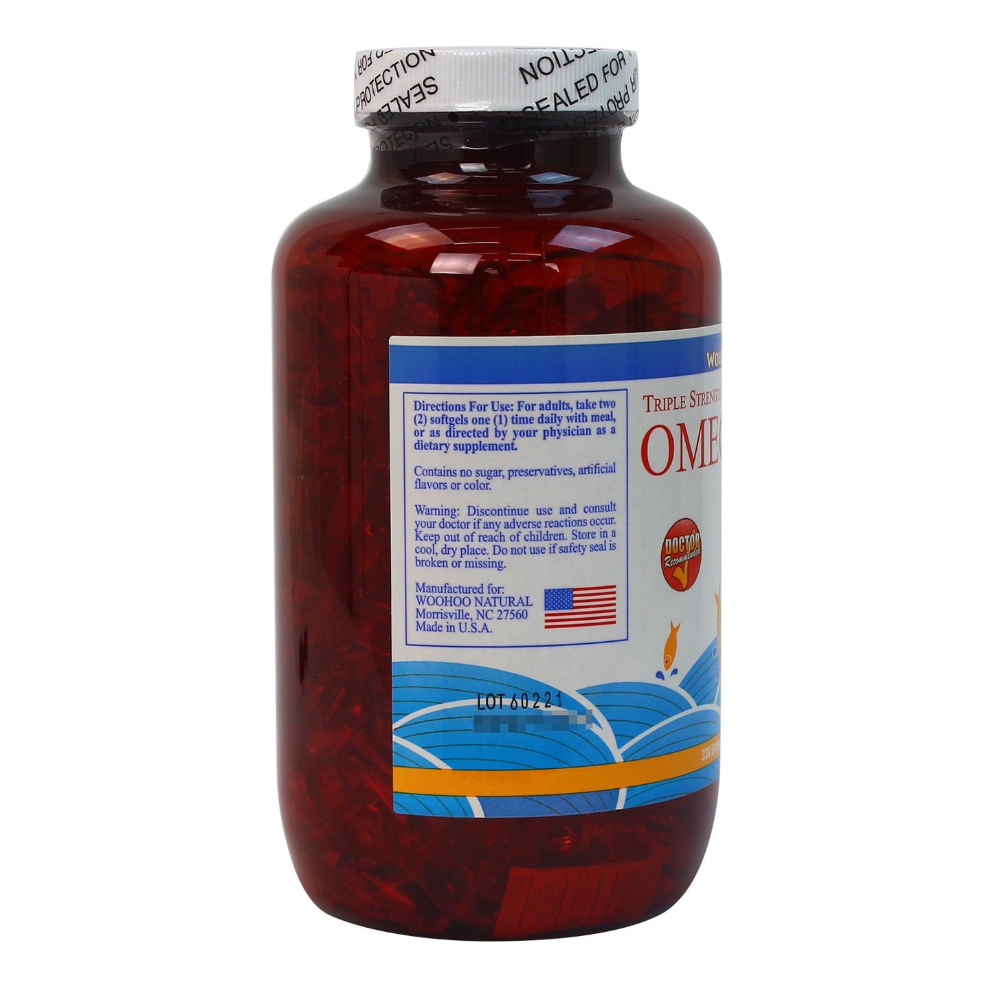 Woohoo Natural Triple Strength Cholesterol Free Omega 3 6 9 Fish Oil Capsule, 330 Count