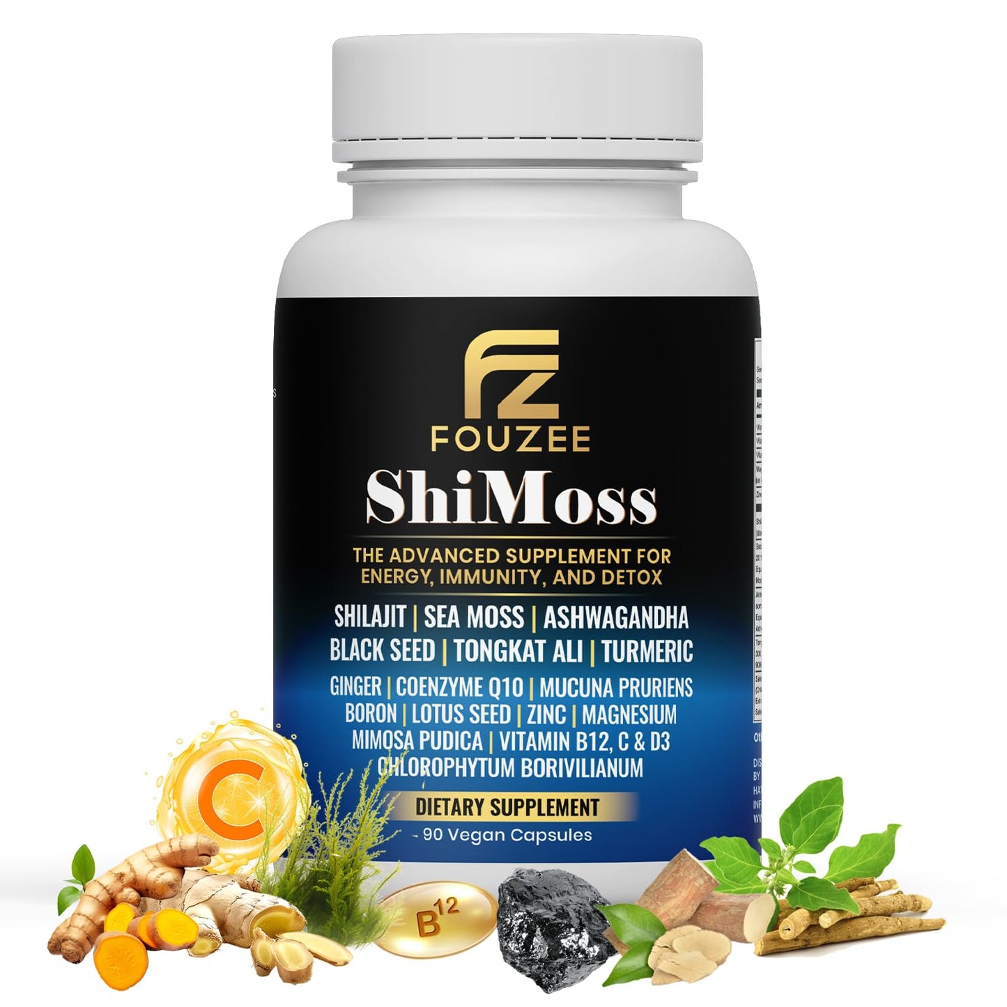 FOUZEE ShiMoss Supplement with Shilajit Capsules 90 Count