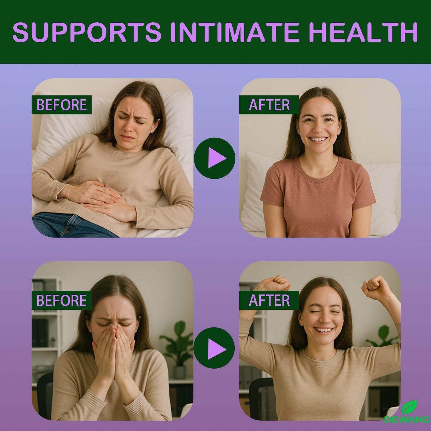 DEWANG Premium Feminine Balance Gummies for Women’s Immune Support & PH Balance, Vegan, Gluten-Free, Grapes Flavor, 90 Gummies