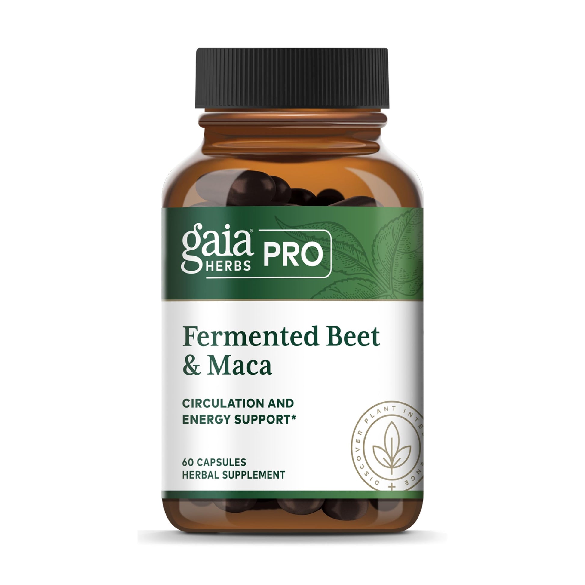 Gaia Herbs PRO Fermented Beet & Maca - Healthy Energy & Circulation Support Supplement 60 Capsules