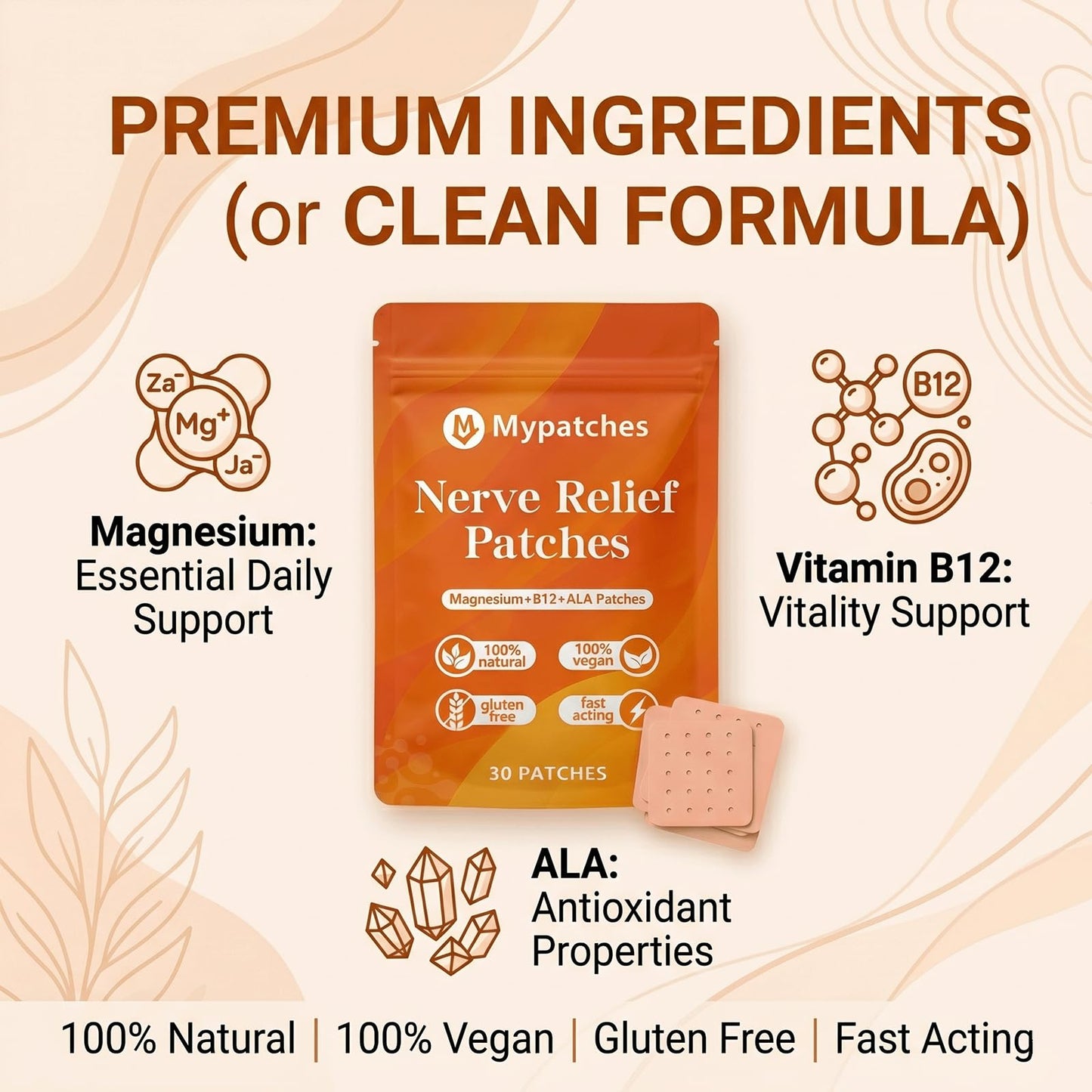 Mypatches Nerve Patch Nerve Relief Patches Natural Ingredients for Daily Comfort 30 Tablets