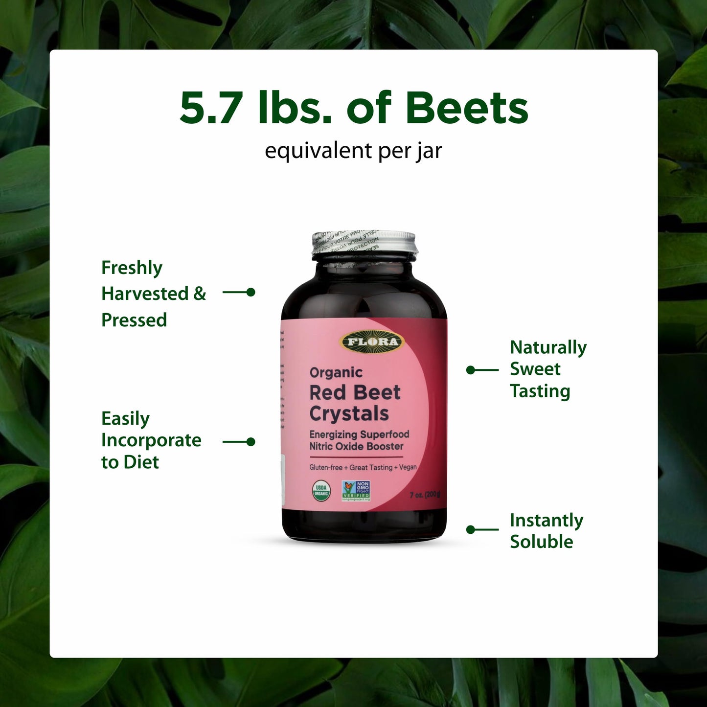 Flora Health Organic Red Beet Crystals Powder 7 oz