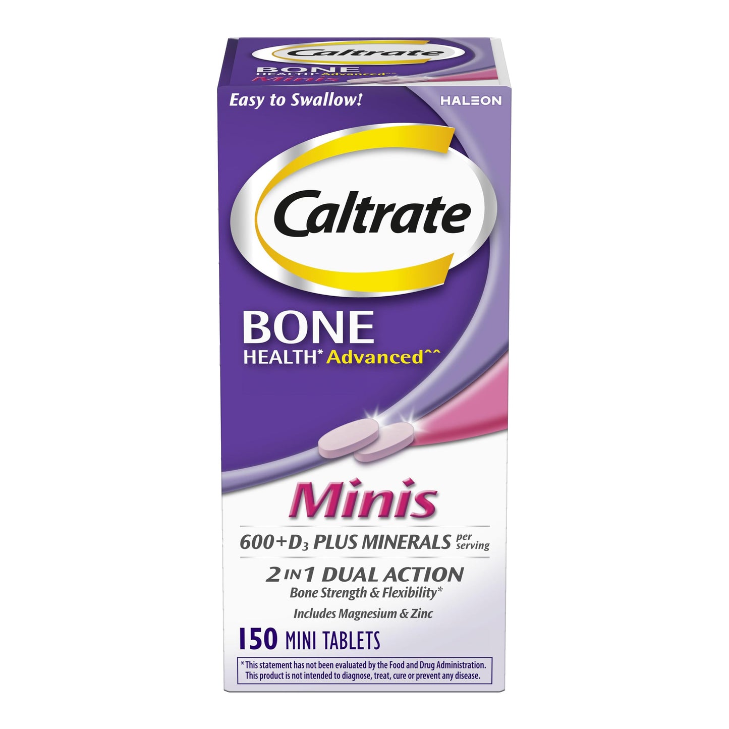 Caltrate Minis 600 Plus D3 Vitamin D and Calcium Supplement Tablets, 150 Count