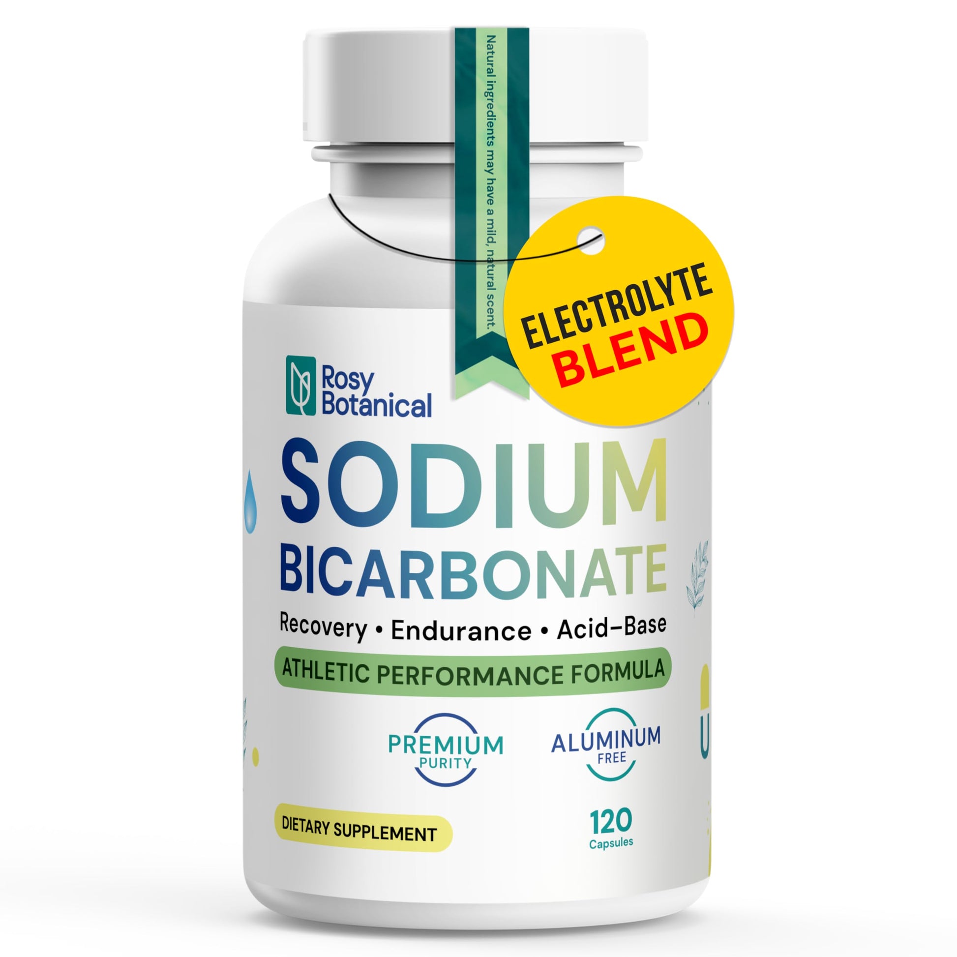 Rosy Botanical Sodium Bicarbonate for Organic Use, with Electrolytes, 120 Capsules