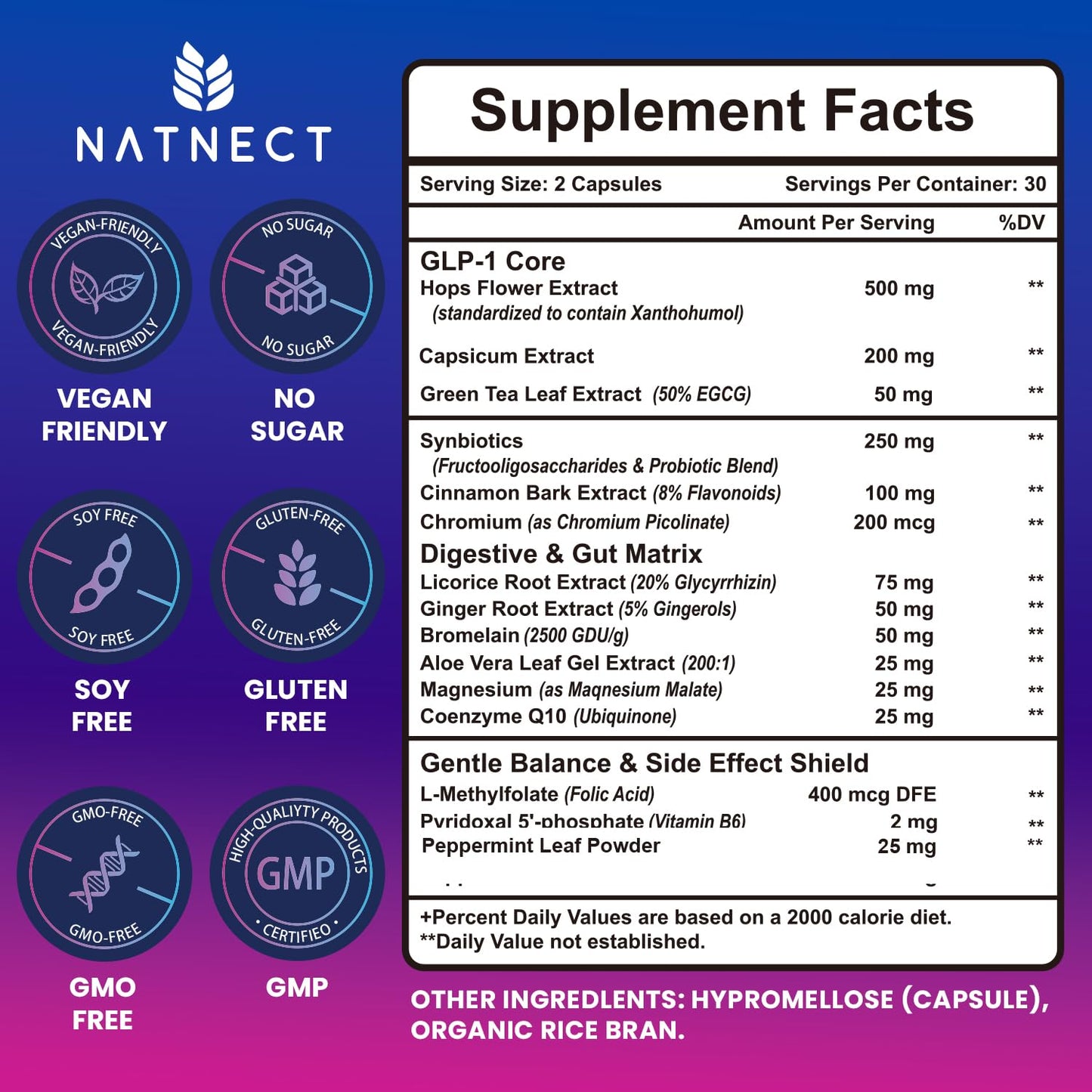 Natnect GLP-1 Supplement Support Capsules, 60 Capsules