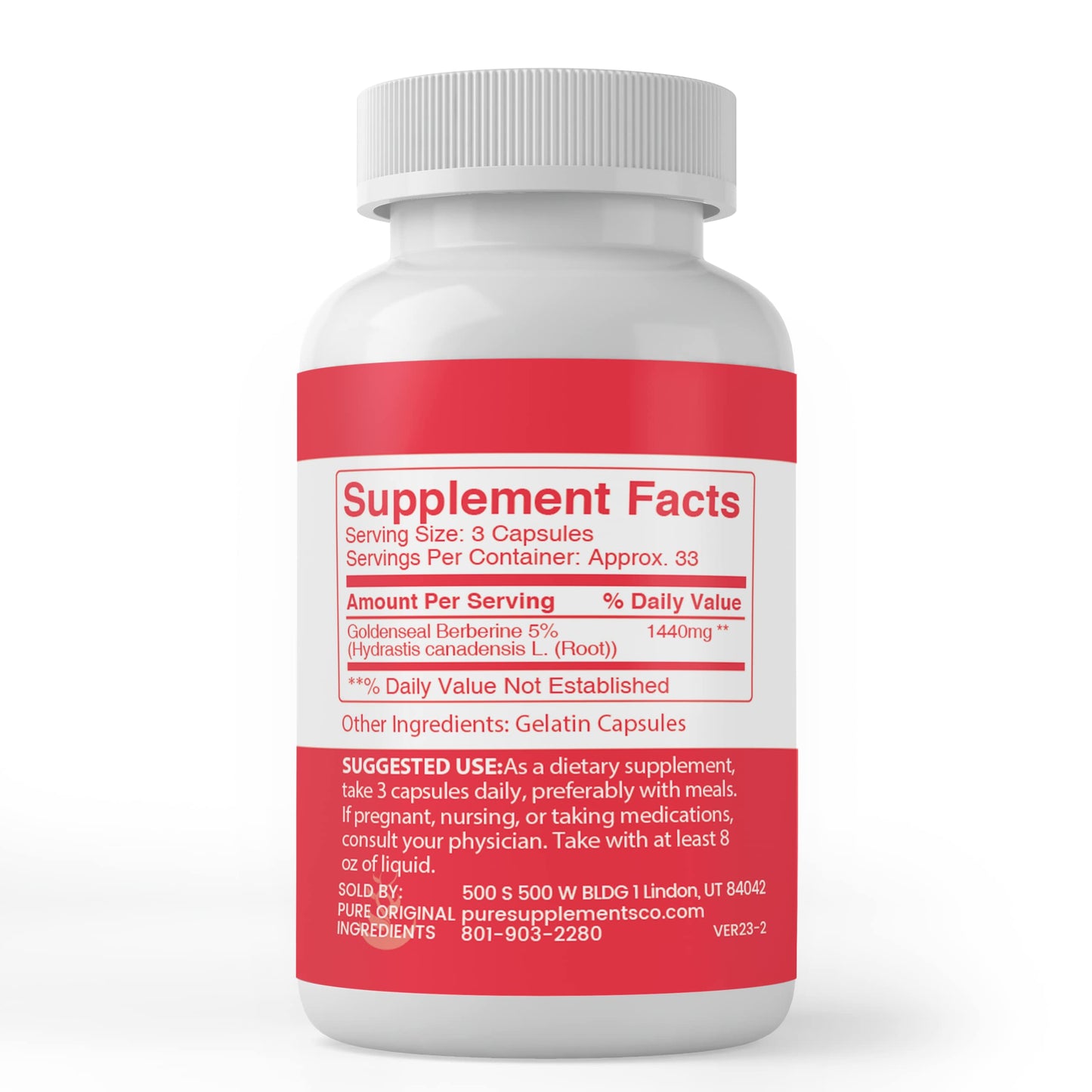 PURE ORIGINAL INGREDIENTS Berberine Capsule, 200 Capsules