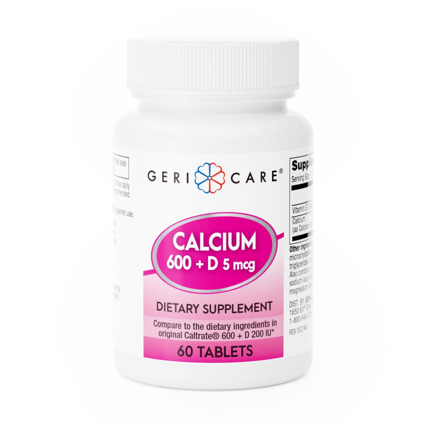 GeriCare Calcium 600mg Vitamin D 5mcg 60 Tablets
