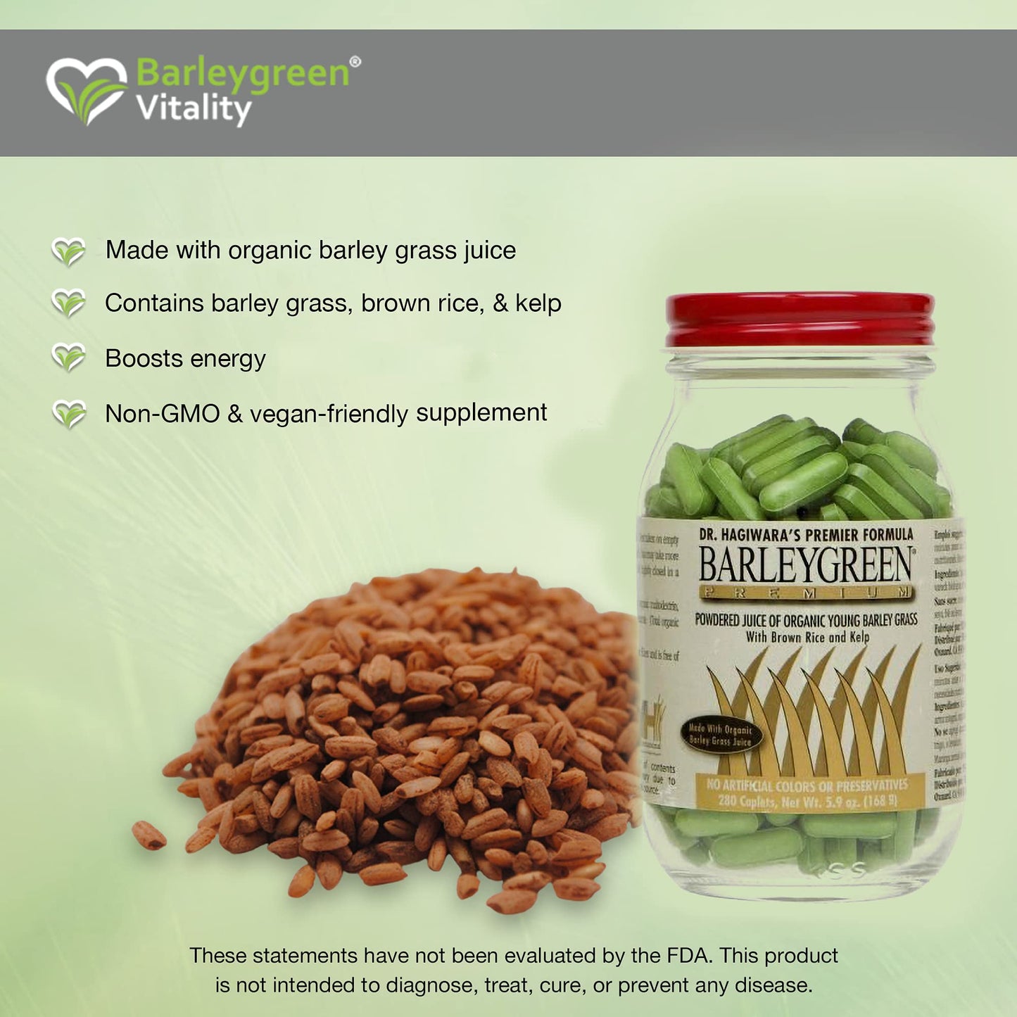 BARLEYGREEN Caplets Vegetable Supplement with Kelp & Brown Rice 280 Caplets