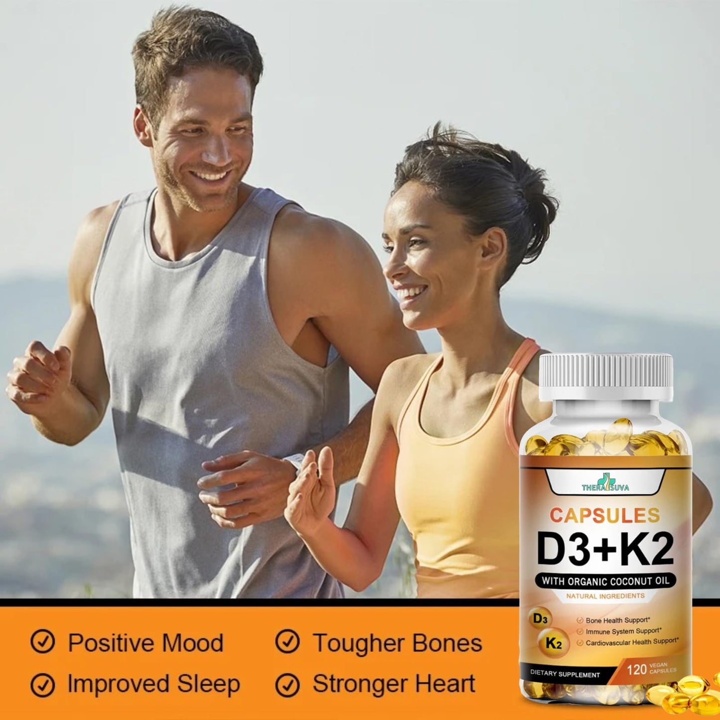 TheraSuva Vitamin D3 5000 IU + K2 Softgels, 120 Count