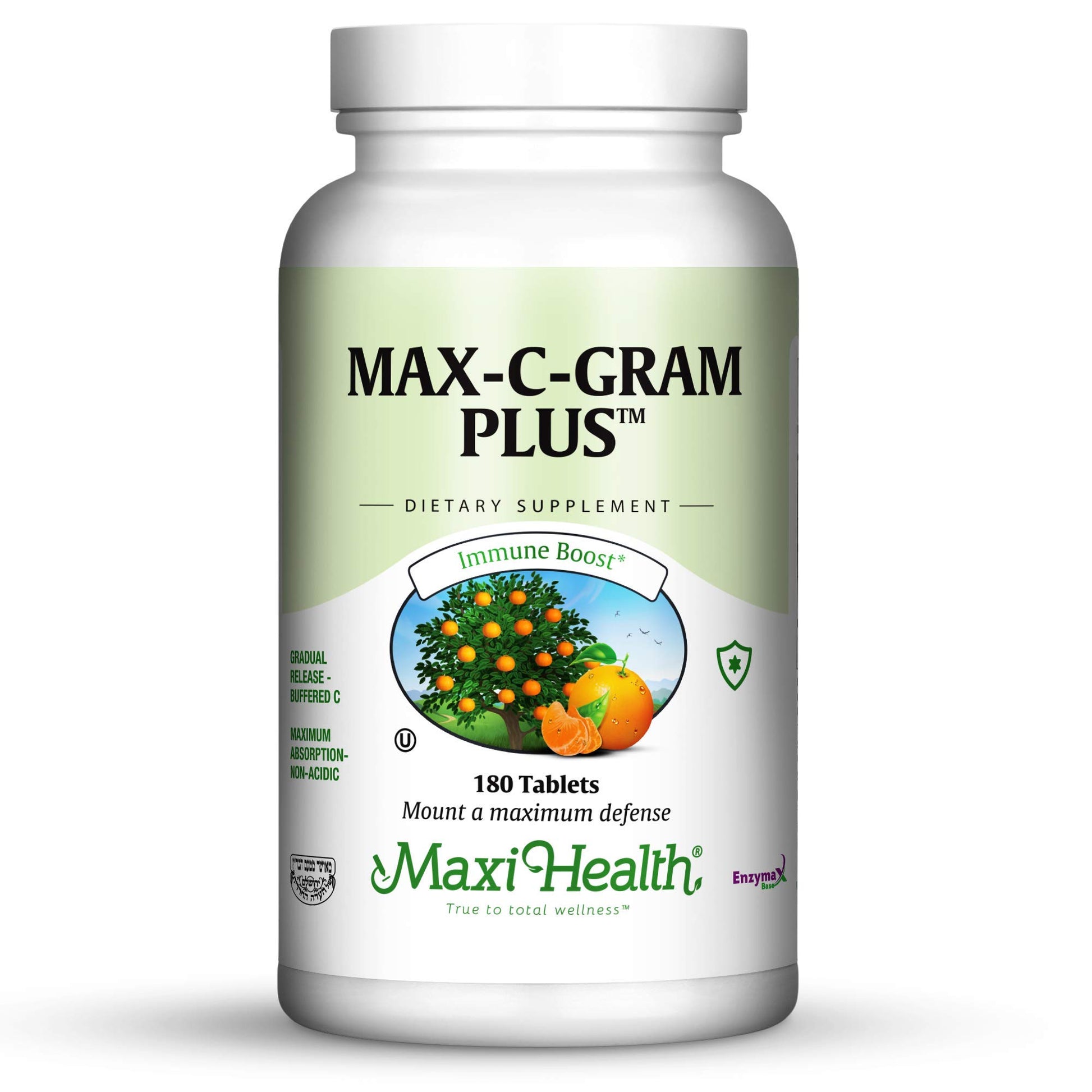 Maxi Health Max C Gram Plus Gradual Release Buffered Vitamin C Tablets, 180 Tablets