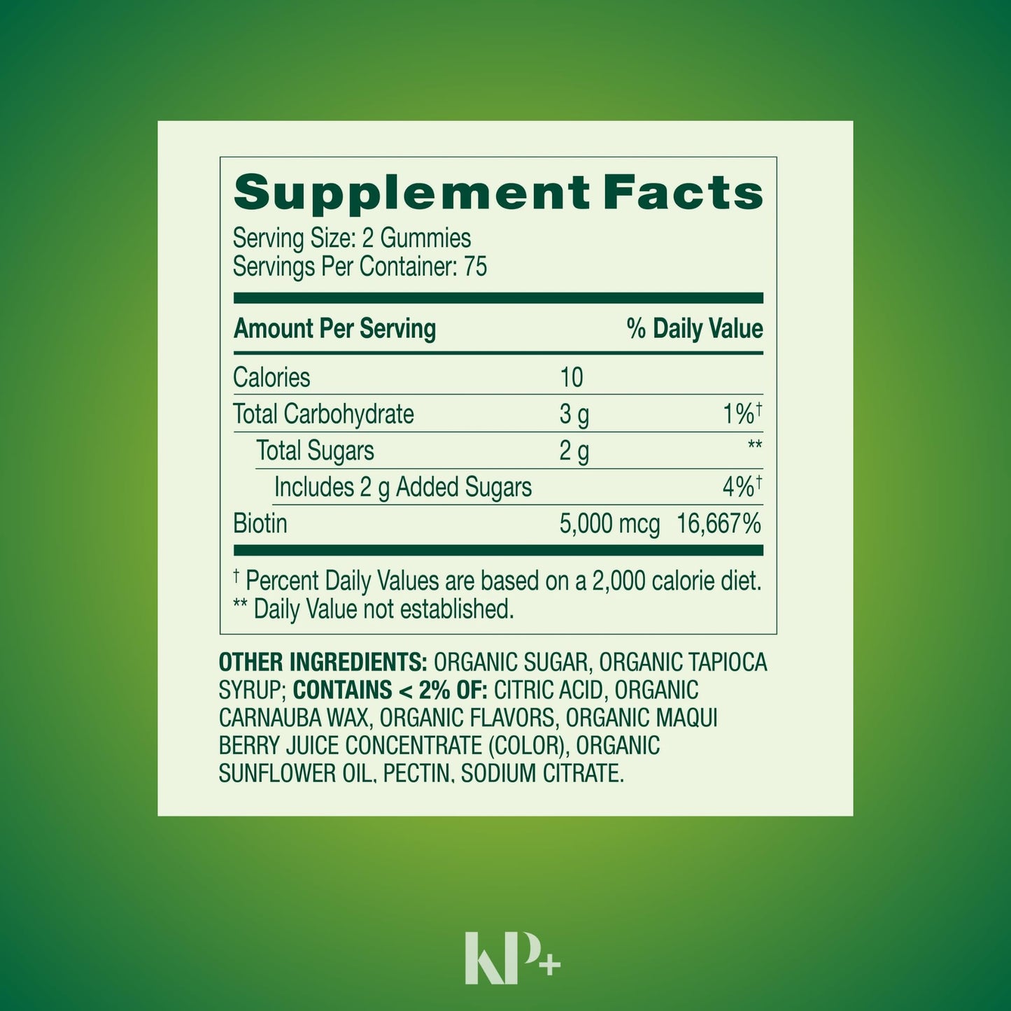 KP+ Biotin 5000 mcg Gummies 150 Count