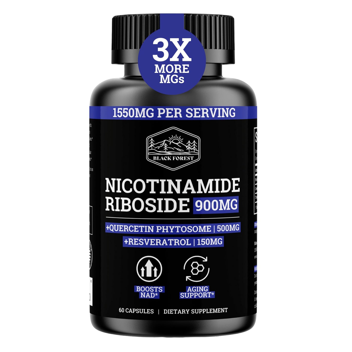 Black Forest NAD Nicotinamide Riboside 900 mg Capsule, 60 Count