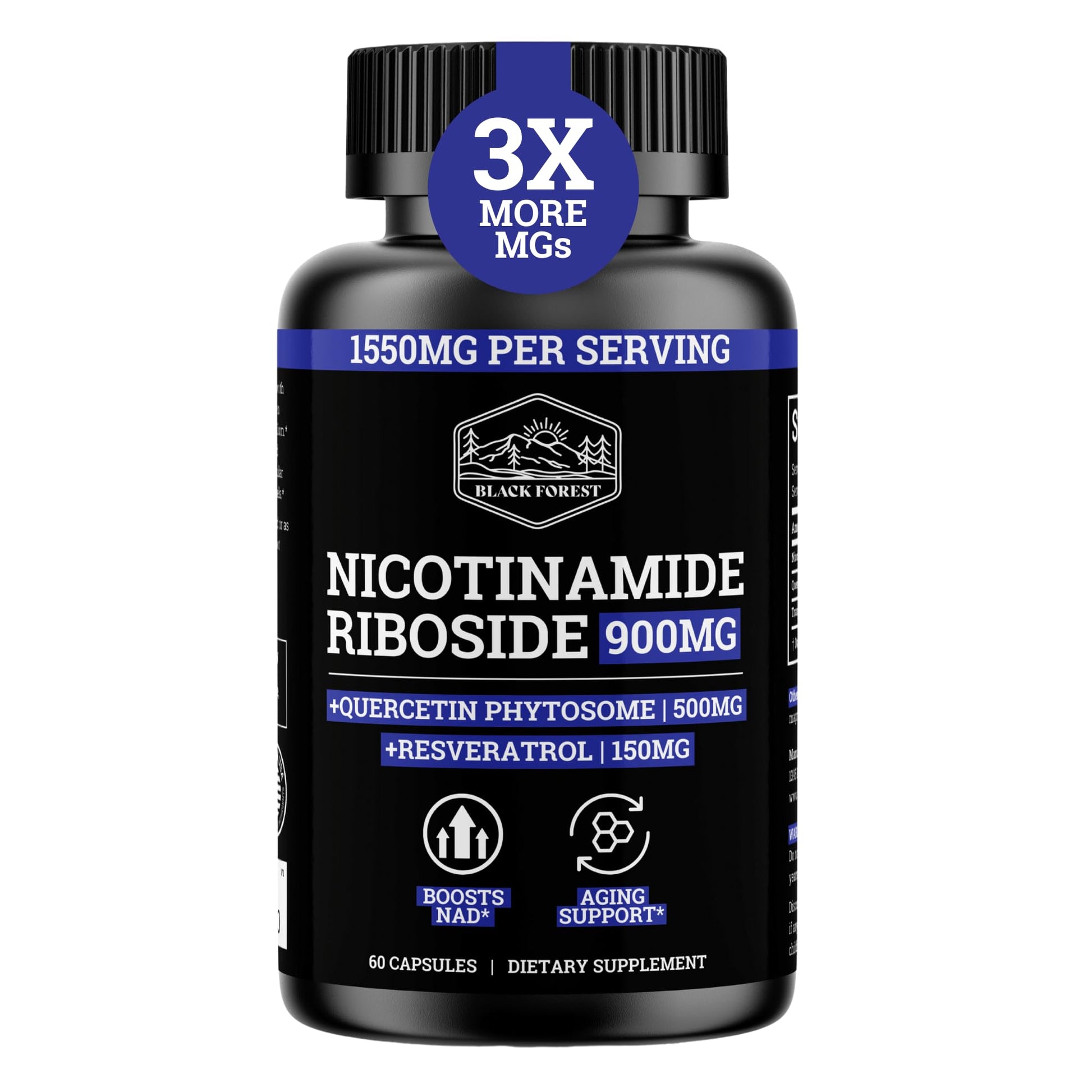 Black Forest NAD Nicotinamide Riboside 900 mg Capsule, 60 Count