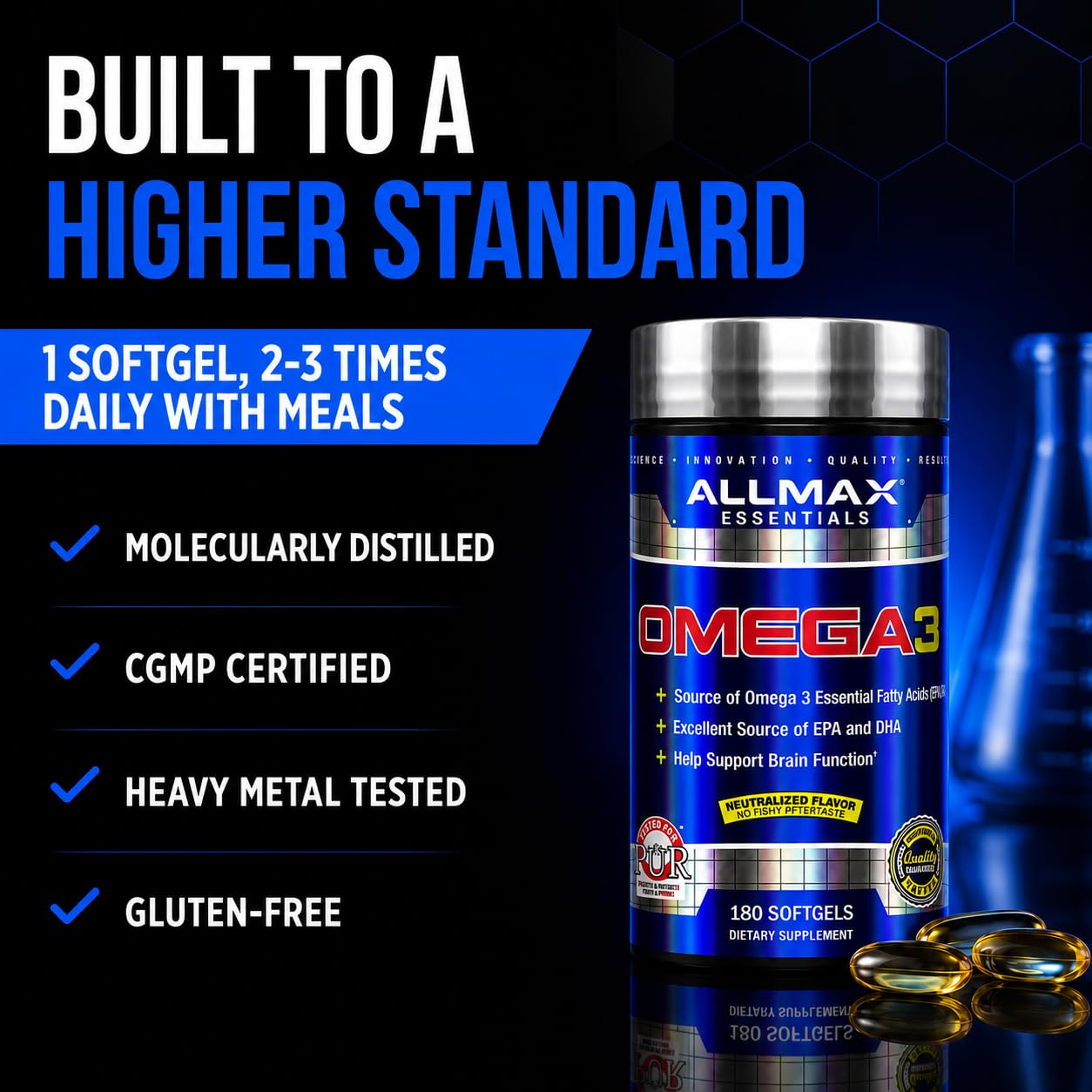 ALLMAX Omega 3 Fish Oil Softgels 180 Count