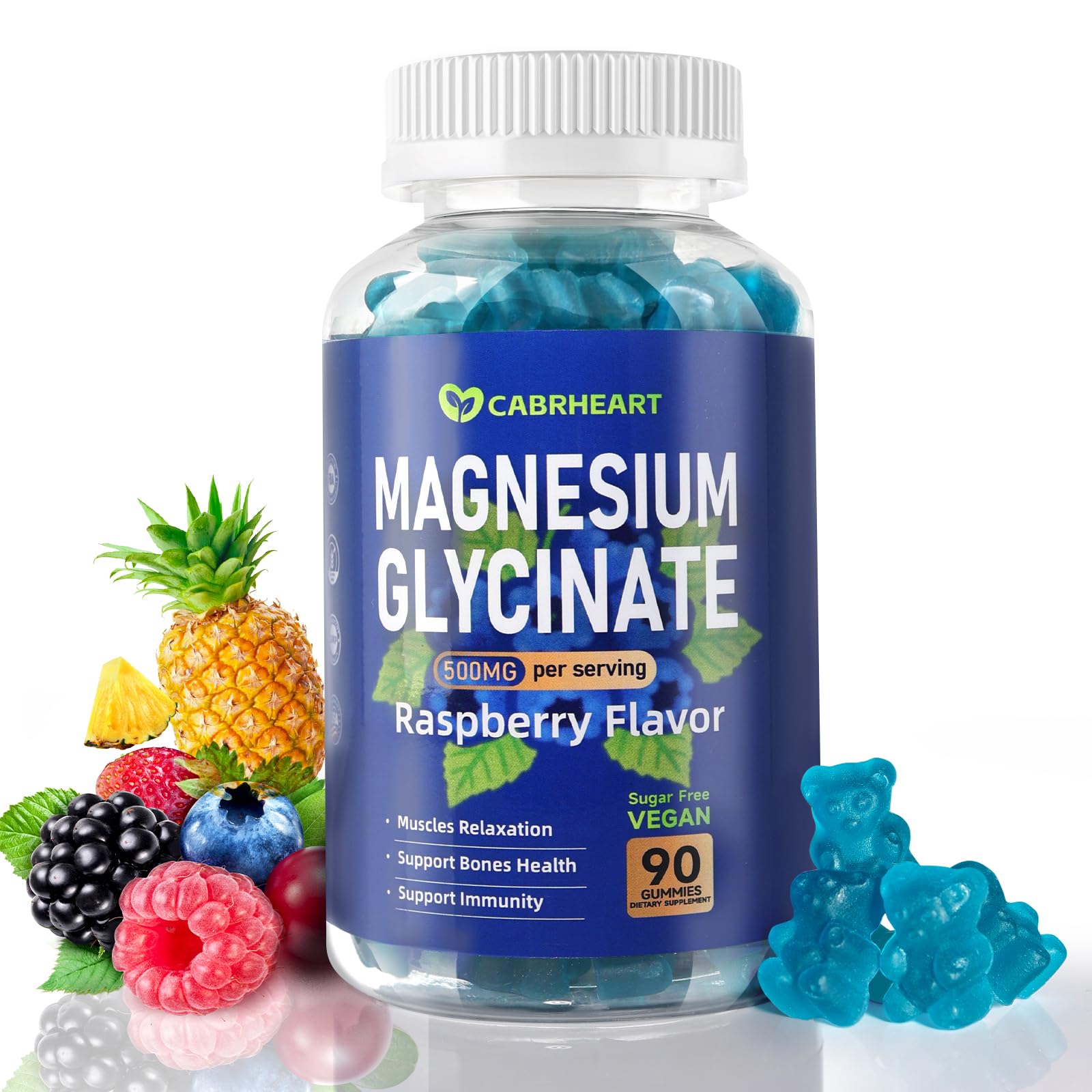 CABRHEART Magnesium Glycinate Gummies 500mg, 90 Count