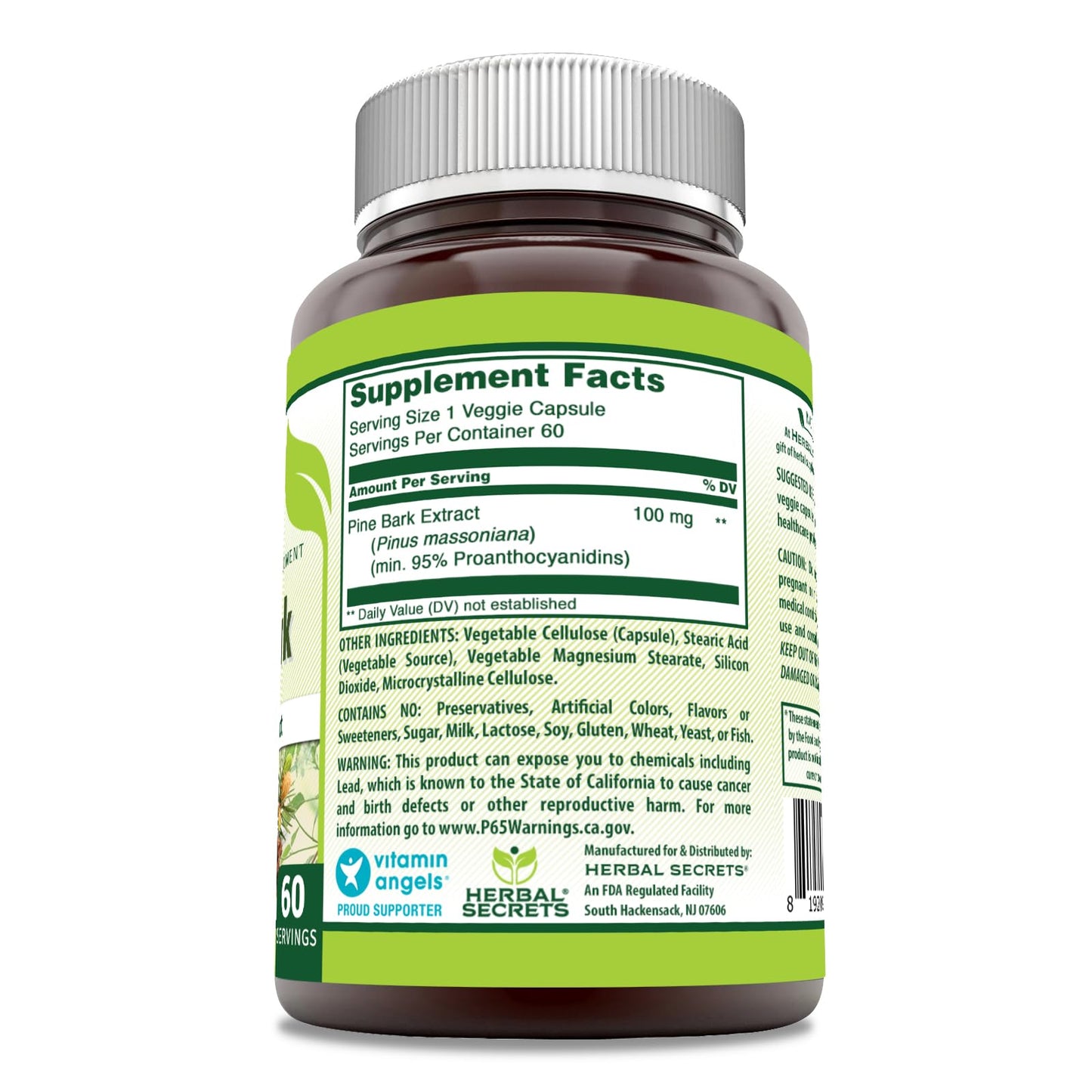 Herbal Secrets Pine Bark Extract 100 mg Capsules 60 Count