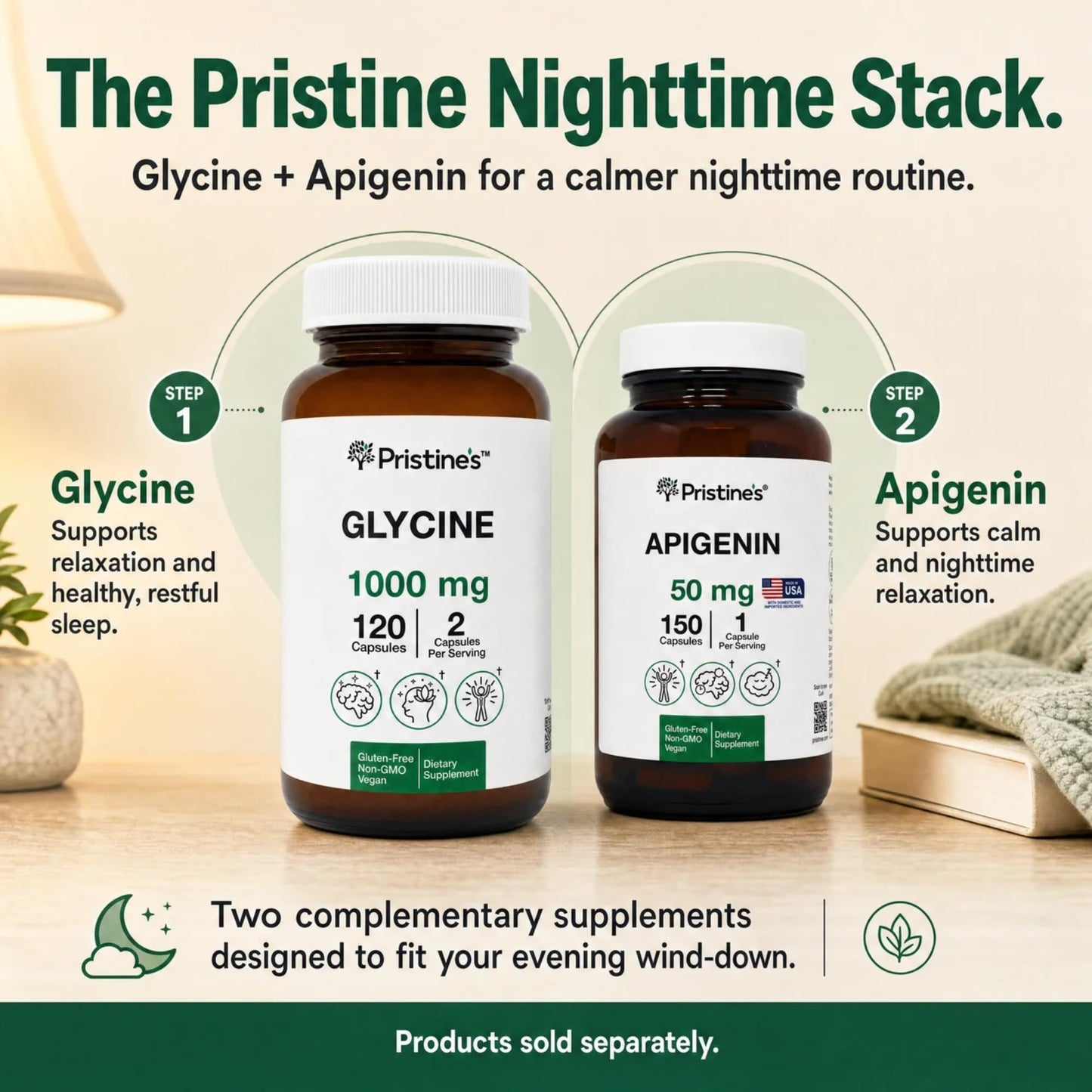 PRISTINE'S Glycine 1000mg Amino Acid, 120 Capsules