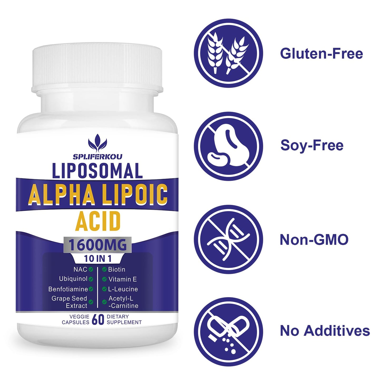 Spliferkou Liposomal Alpha Lipoic Acid 1600mg per Serving Capsules 60