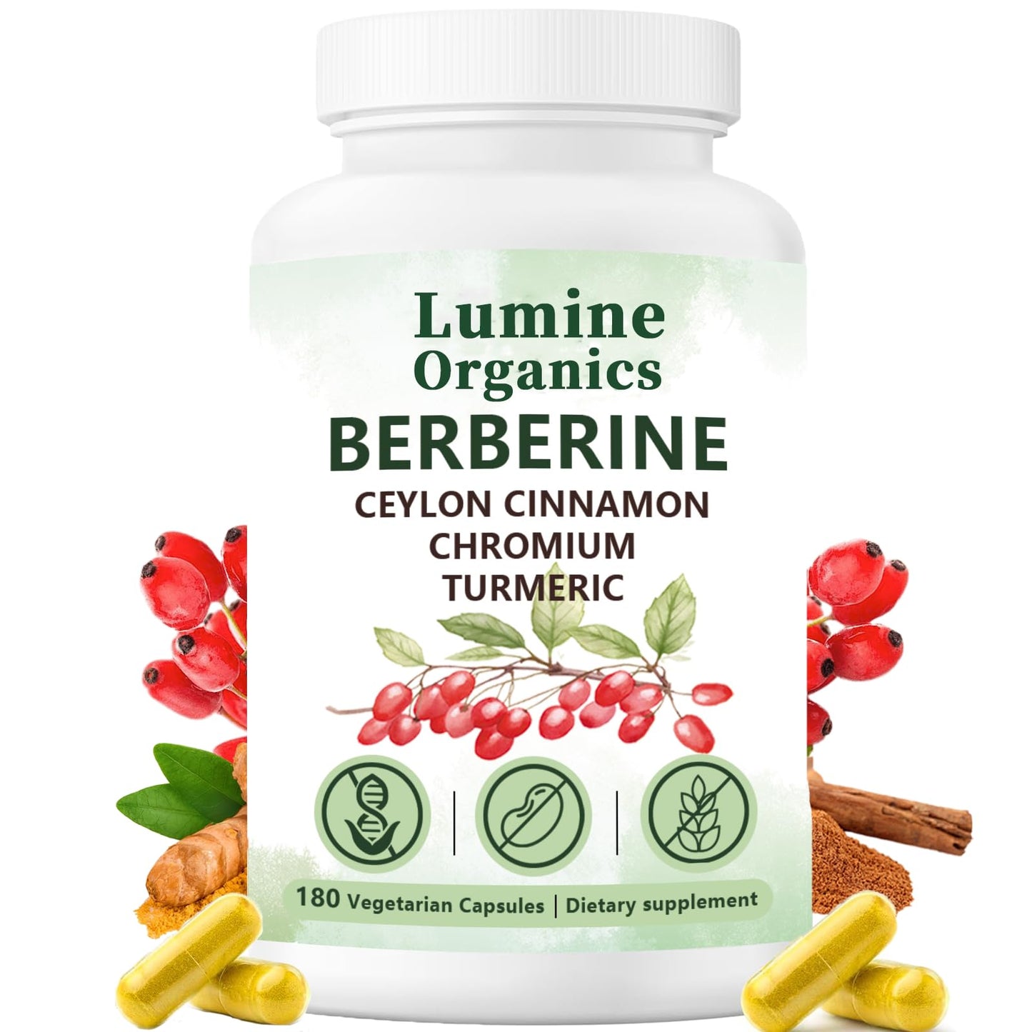 Lumine Organics Berberine 4 in 1 Complex Capsule, 180 Capsules