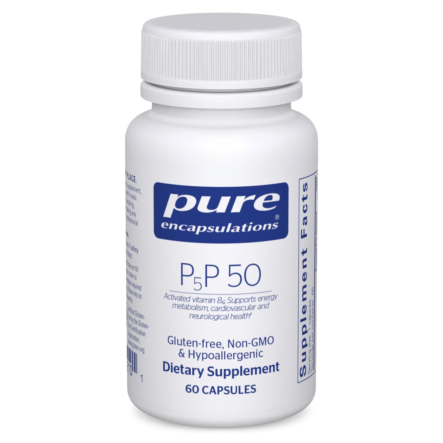 Pure Encapsulations P5P 50 Active Vitamin B6 Supports Energy Metabolism & Brain Health Gluten Free & Non-GMO, 60 Capsules