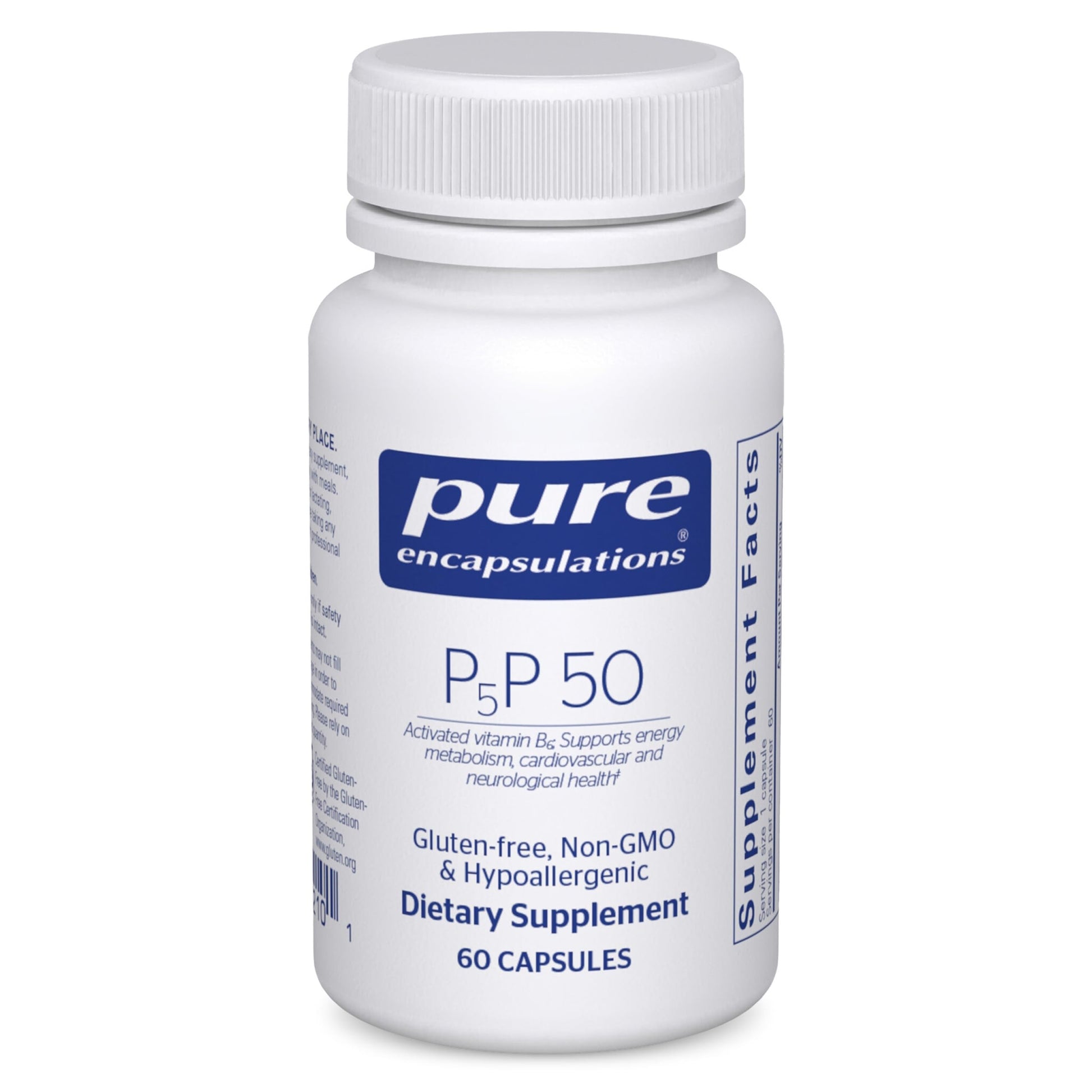 Pure Encapsulations P5P 50 Active Vitamin B6 Supports Energy Metabolism & Brain Health Gluten Free & Non-GMO, 60 Capsules