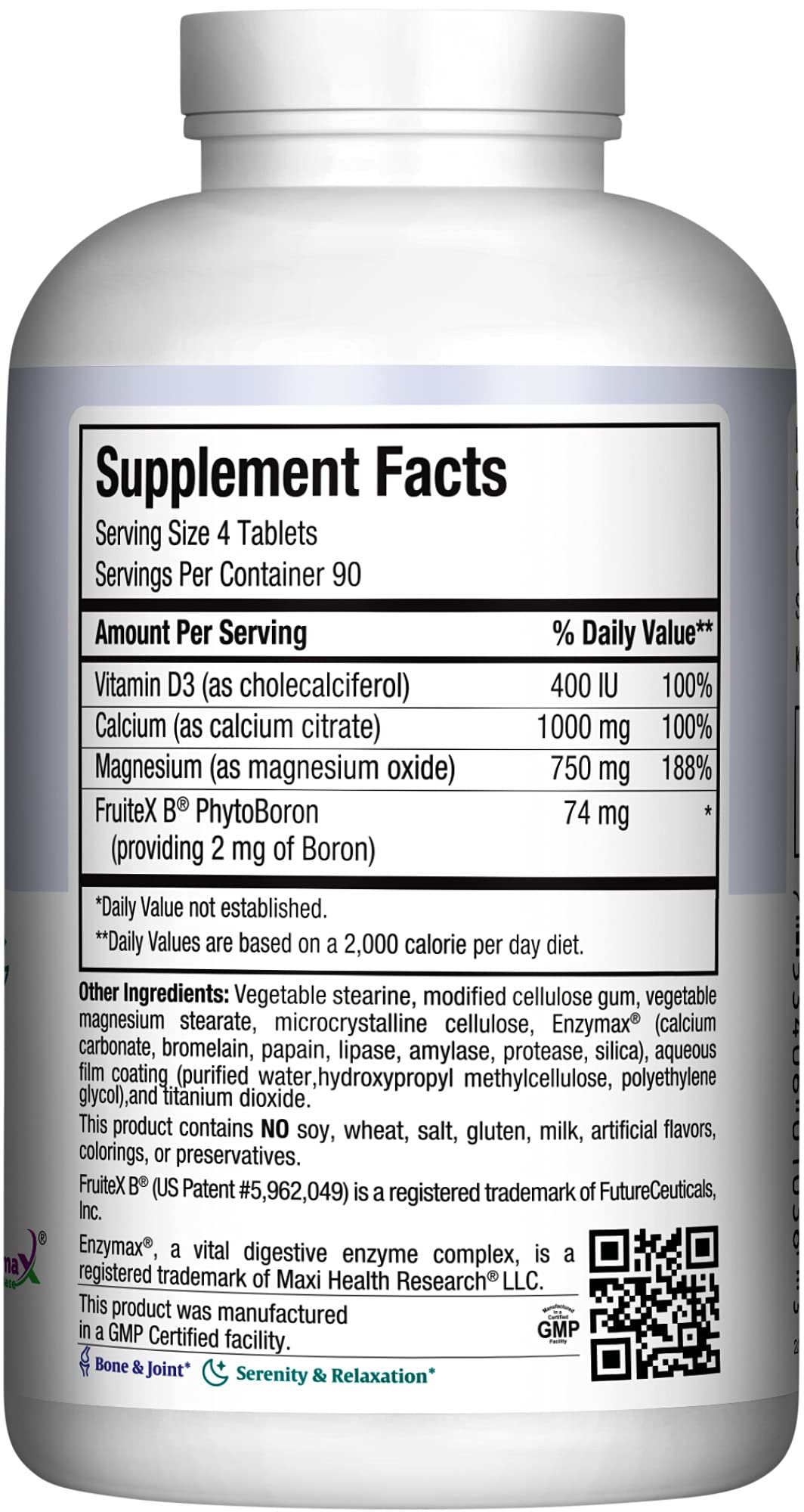 Maxi Health Calcium Magnesium Supplement with Vitamin D3 and Boron, 360 Tablets