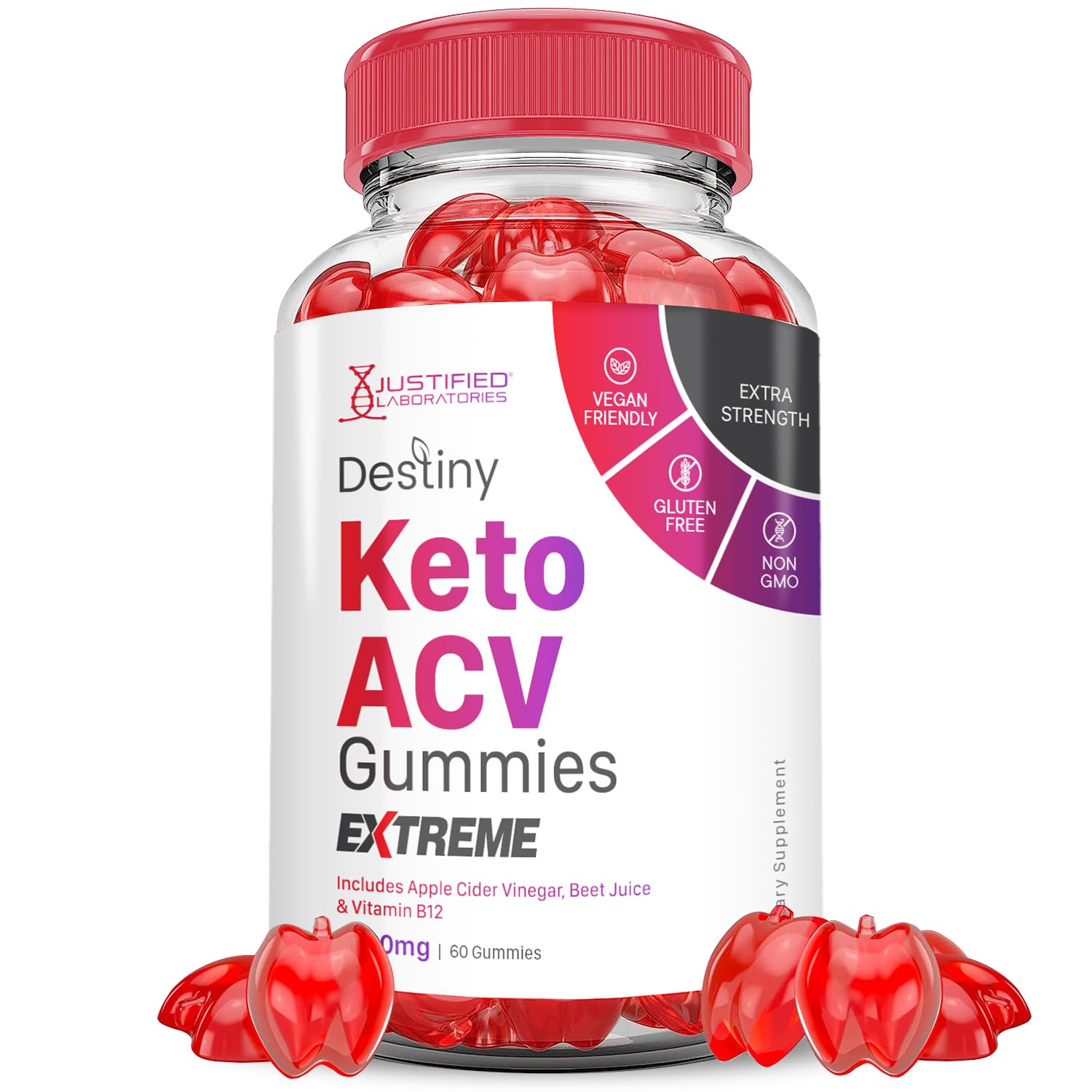 Justified Laboratories Destiny Keto ACV Gummies Extreme (2000 mg) Gummies, 60 Count
