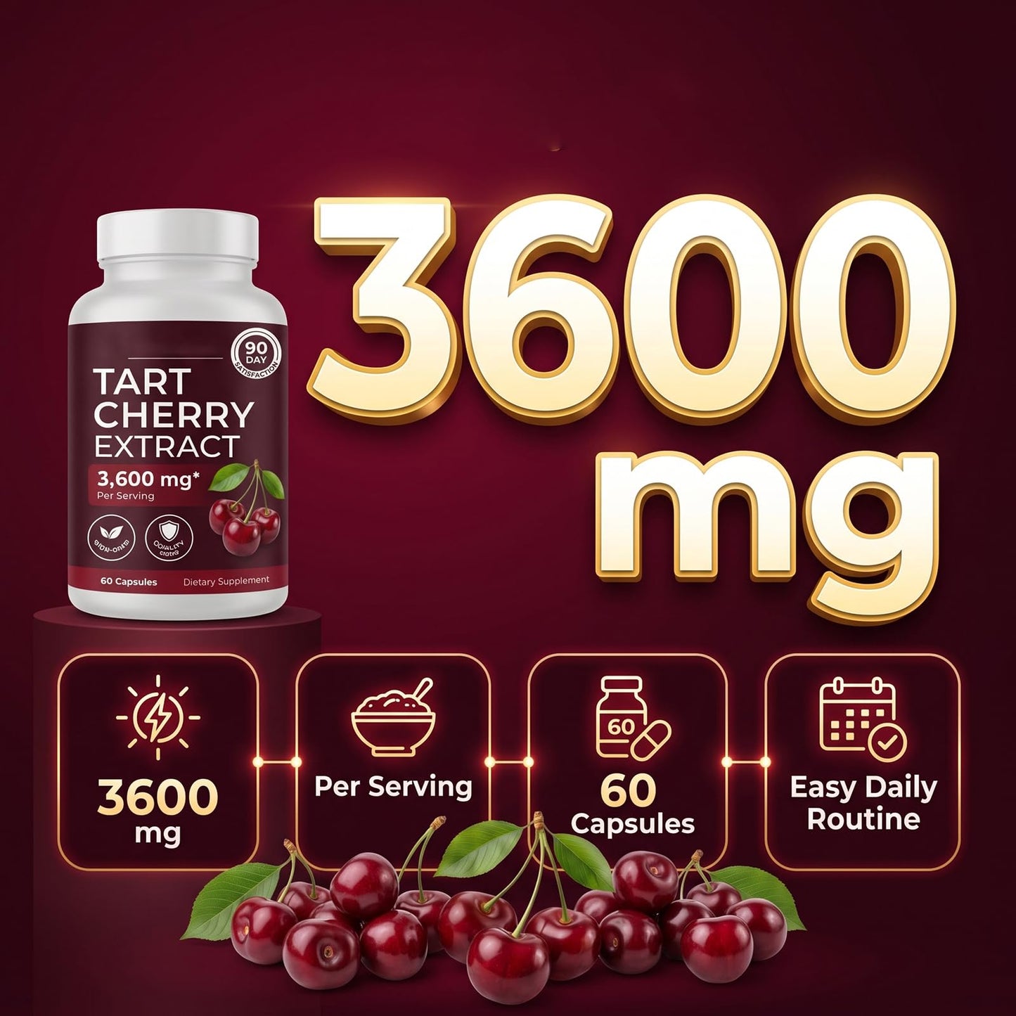 Omdeko Tart Cherry Extract Capsules, 60 Count