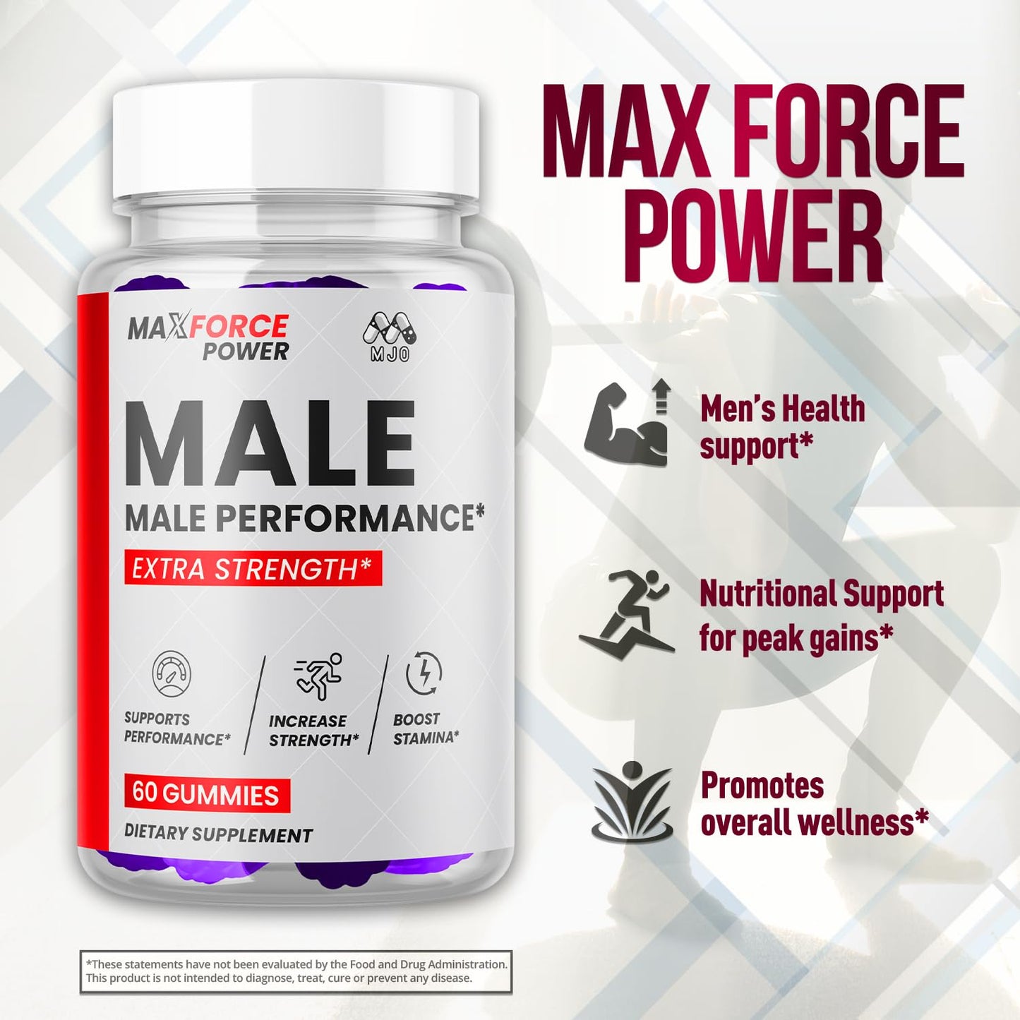 MJO Max Force Power Gummies, 60 Gummies