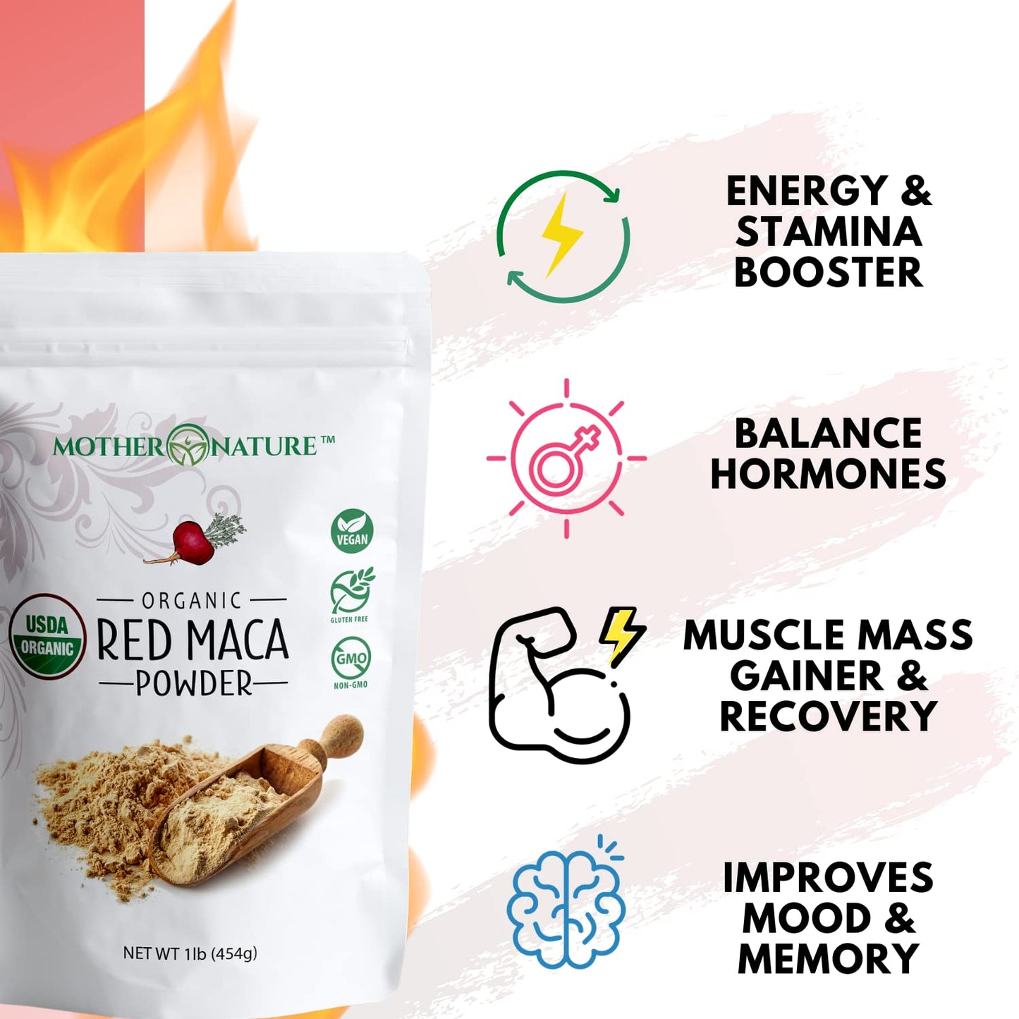Mother Nature Organics Superfoods for Organic Living Beauty Bundle - Aguaje Capsules + Red Maca Powder, 2-Pack
