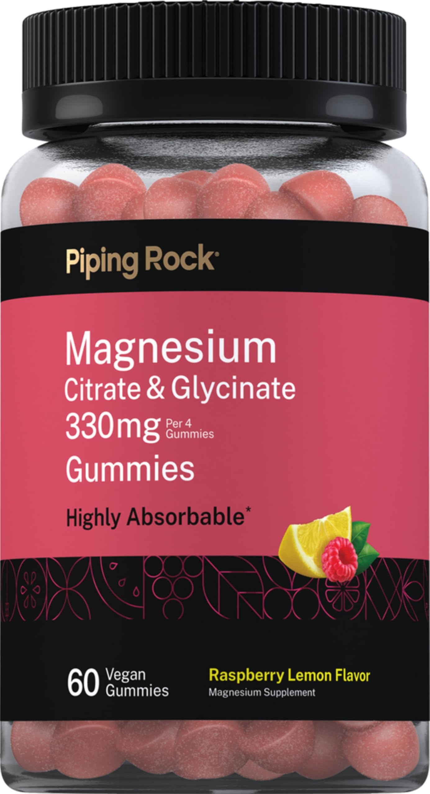 Piping Rock Magnesium Citrate & Glycinate Gummies 60 Count