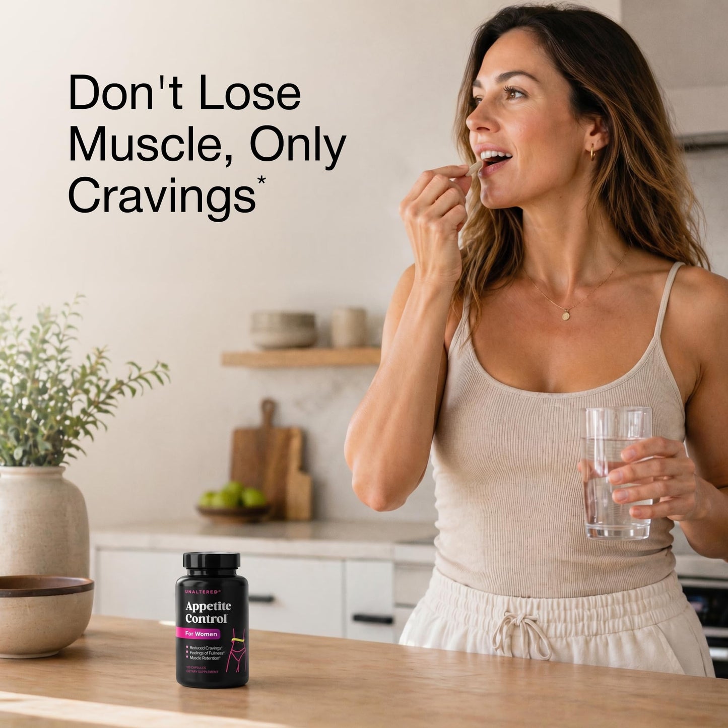 UNALTERED Appetite Control for Women - Support Cravings, Fullness, & Weight Management - Dietary Supplement with Chromium Picolinate & Glucomannan, 120 Vegan Capsules