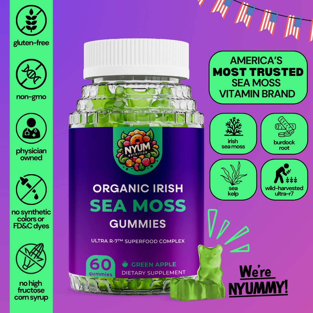 Generic Nyum Nutrition Ultra R-7 Organic Irish Sea Moss Gummy 60 Count